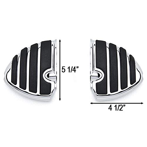 Chrome Wing Style Rear Foot Pegs & Footrests - Compatible with Honda, Kawasaki, Suzuki, Yamaha Motorcycles (Left + Right Pair) - Perfect for Long Rides, Passenger Comfort & Custom Bike Builds