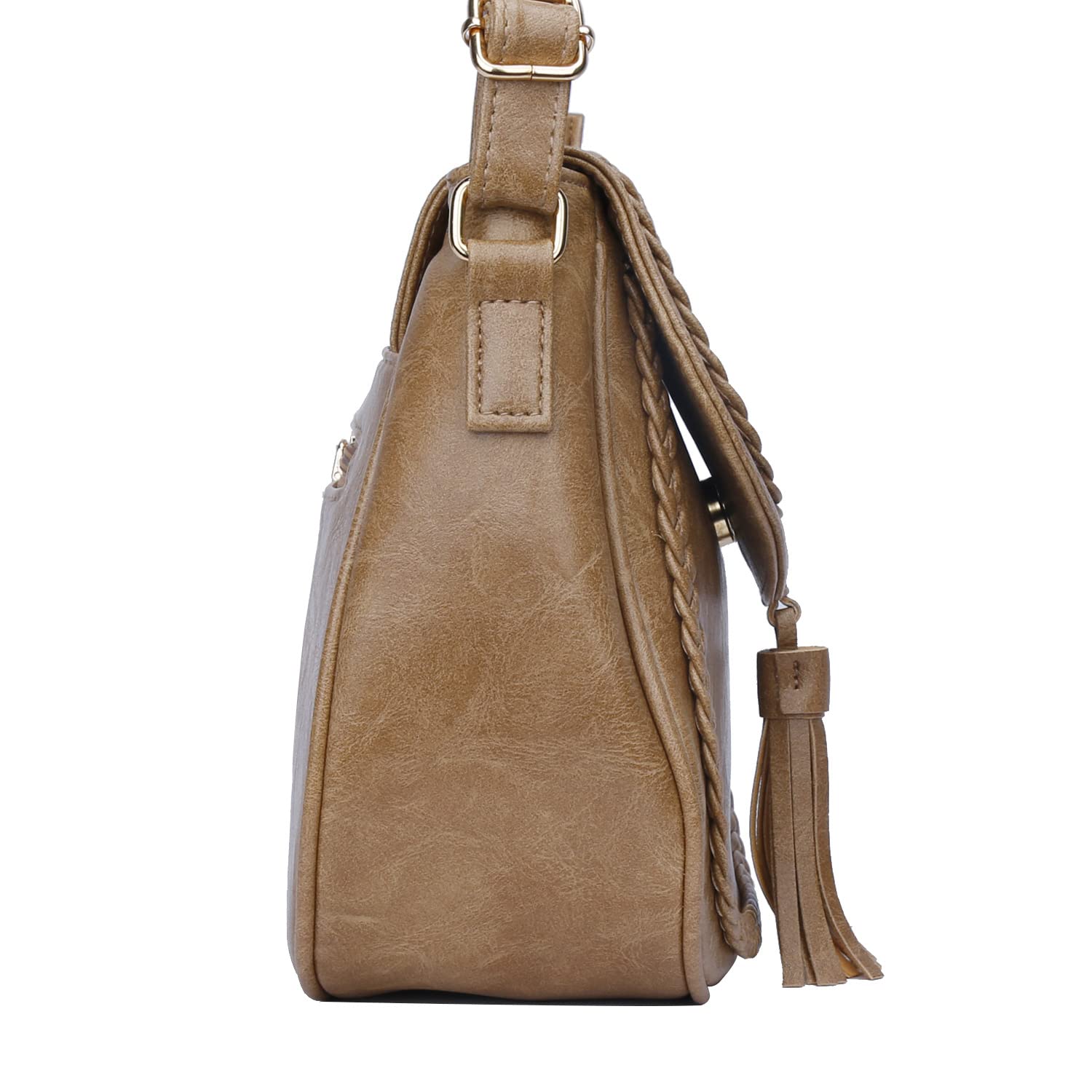 KKXIU Women's Casual Flap Saddle Crossbody Bag with Tassel - Stylish Purse for Everyday Use, Travel & Shopping