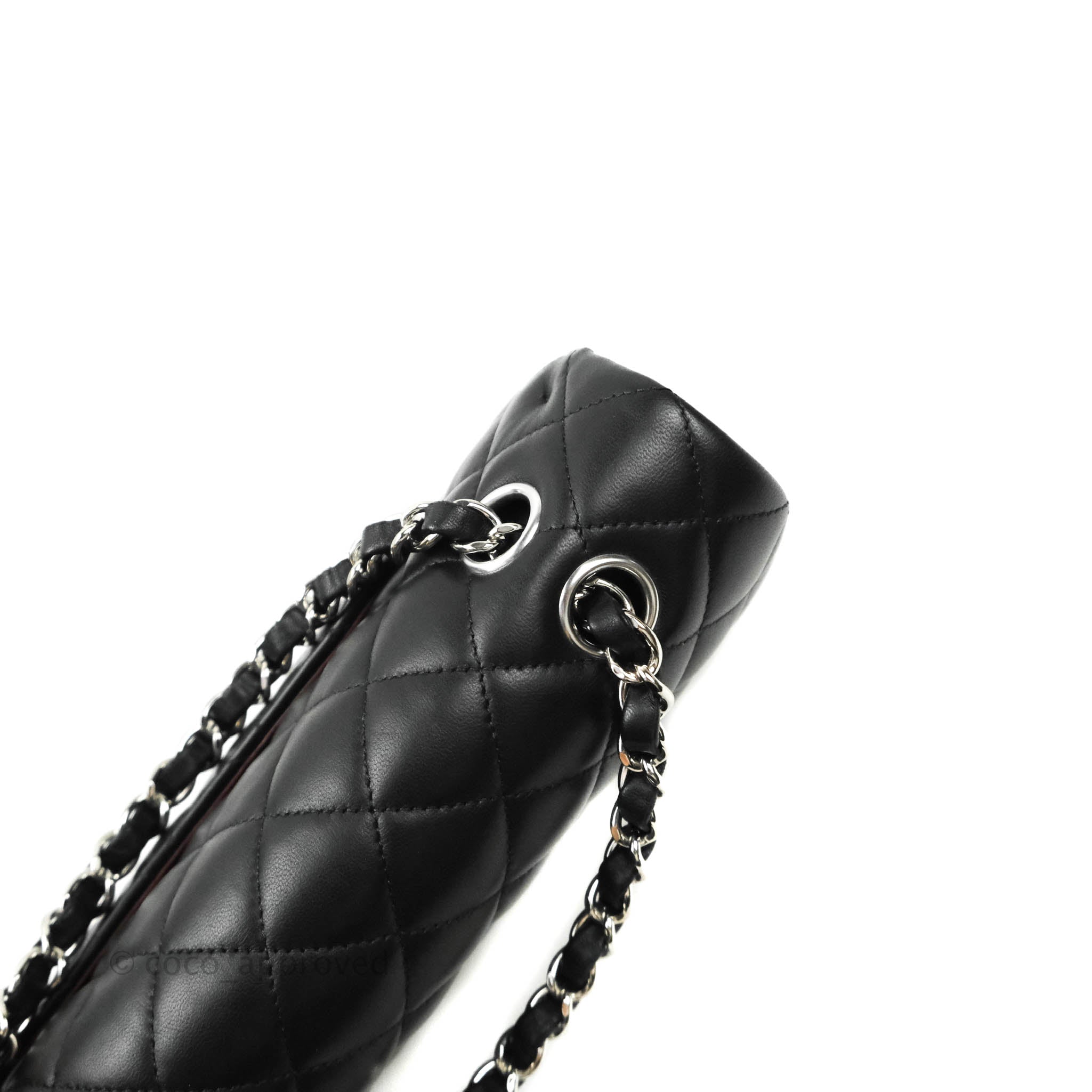 Chanel Classic Medium Double Flap Bag Black Lambskin Leather with Silver Hardware - Luxury Handbag for Women, Perfect for Evening Events & Special Occasions