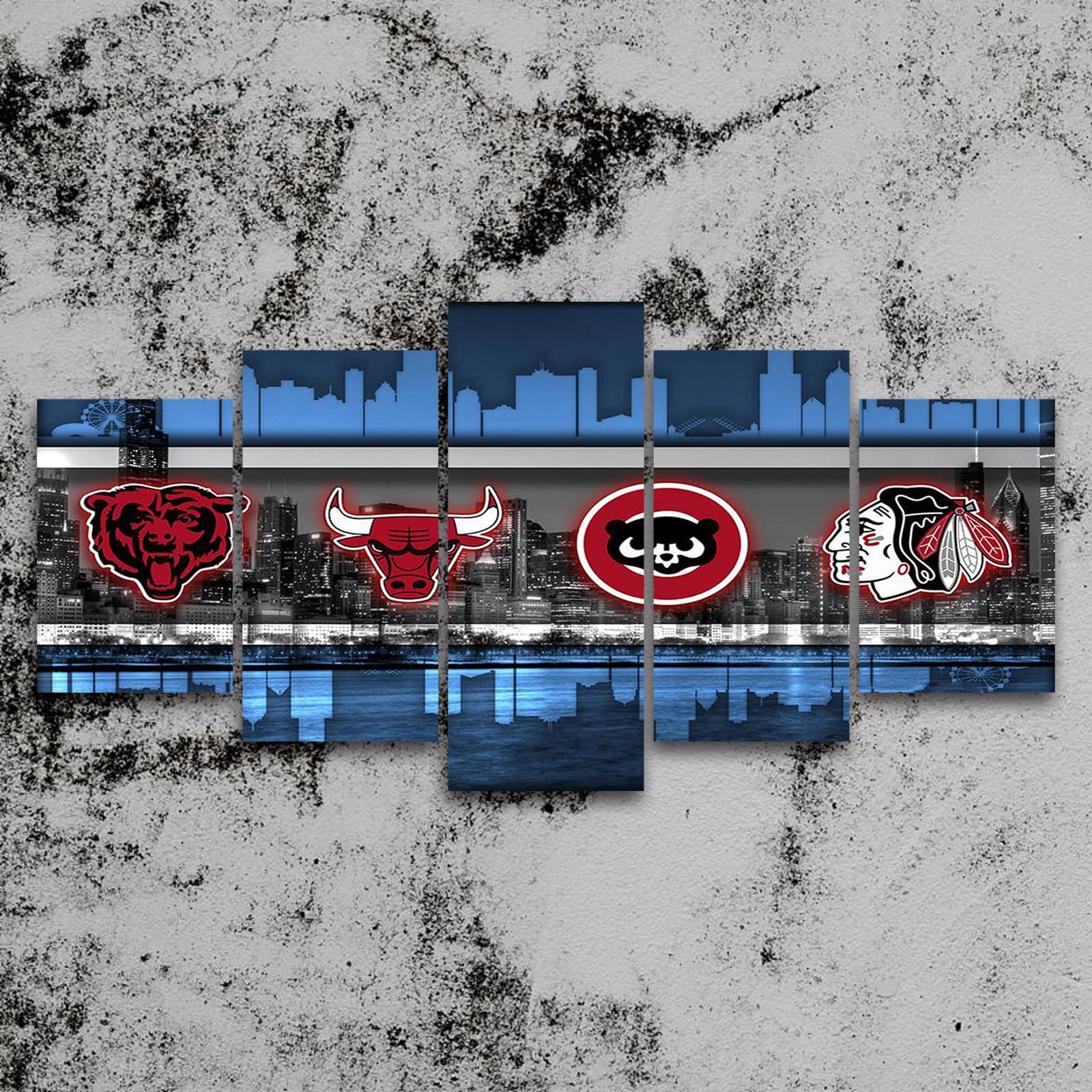Chicago Bulls NBA Team Canvas Wall Art Print - Framed Sports Decor Poster for Man Cave, Game Room & Office (120x225cm) - Perfect for Basketball Fans & Home Decoration