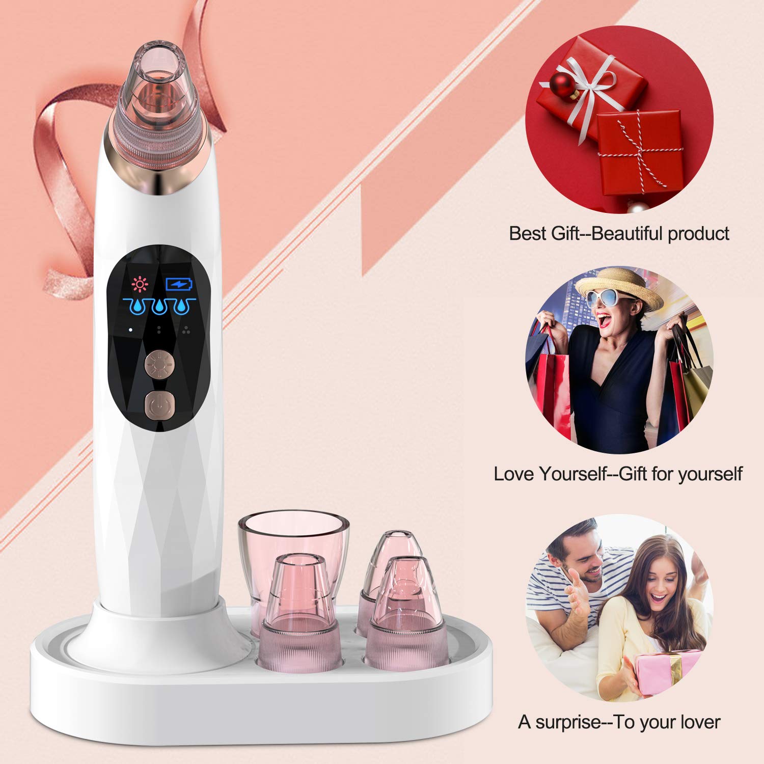 2021 Upgraded YONOY Blackhead Remover Vacuum - USB Rechargeable Pore Cleanser with Hot Compress, LCD Screen & Stand | Professional Facial Care Tool for Deep Cleansing & Skin Purifying at Home Spa