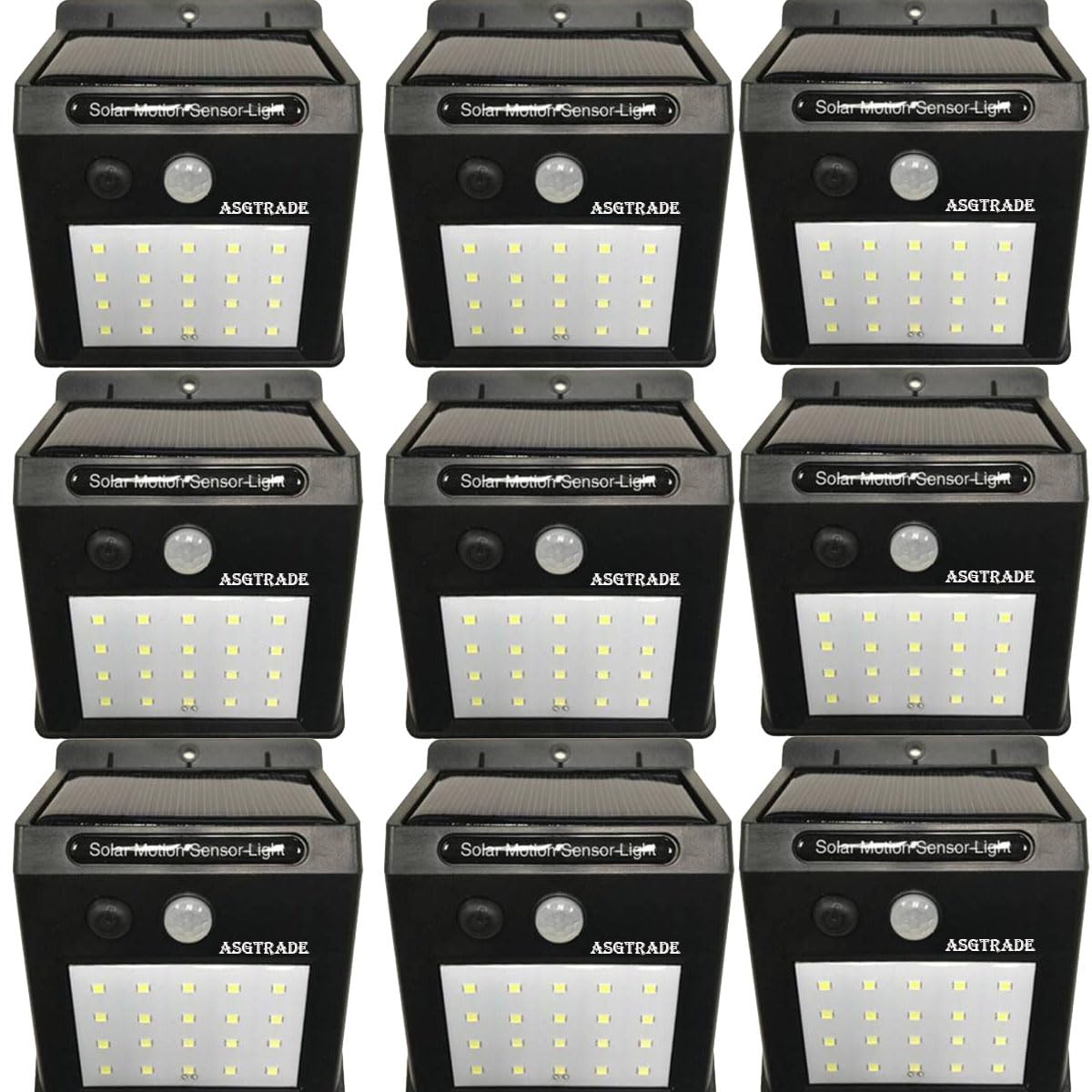ASGTRADE 20 LED Solar Motion Sensor Lights Outdoor - Wireless IP55 Waterproof Solar Security Wall Lights with 1 Mode - Perfect for Front Door, Backyard, Garage, Deck, Pathway & Garden Lighting