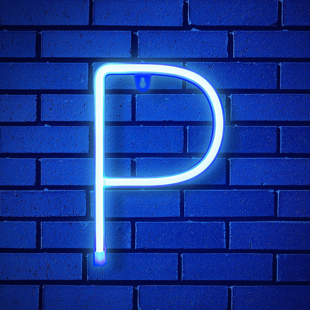 Custom LED Neon Letter Signs A-Z & 0-9 - Blue Wall Decor for Home, Office & Events - Durable Neon Alphabet Lights for Bedroom, Wedding, Party & Business Signage
