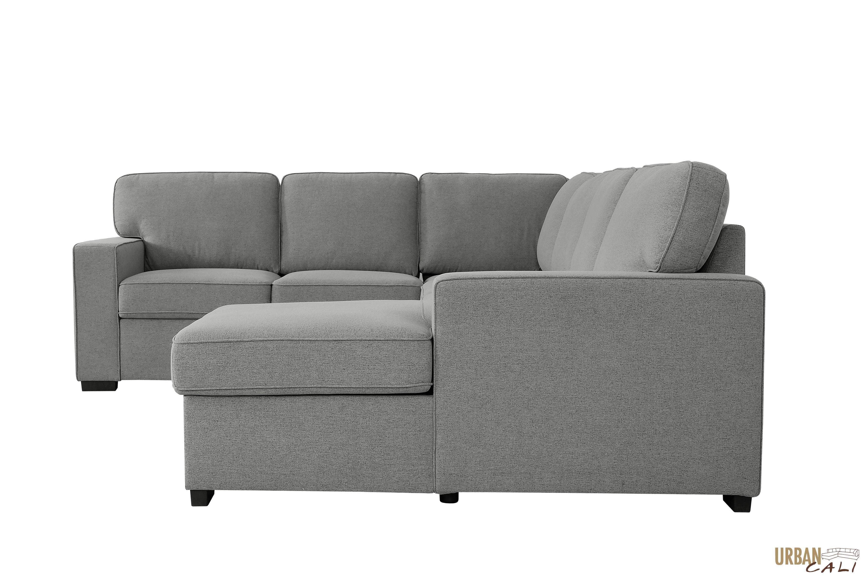 Santa Cruz Large Modular Sleeper Sectional Sofa Bed with Storage Chaise in Dark Grey - Convertible L-Shaped Couch for Living Room, Guest Room & Small Spaces