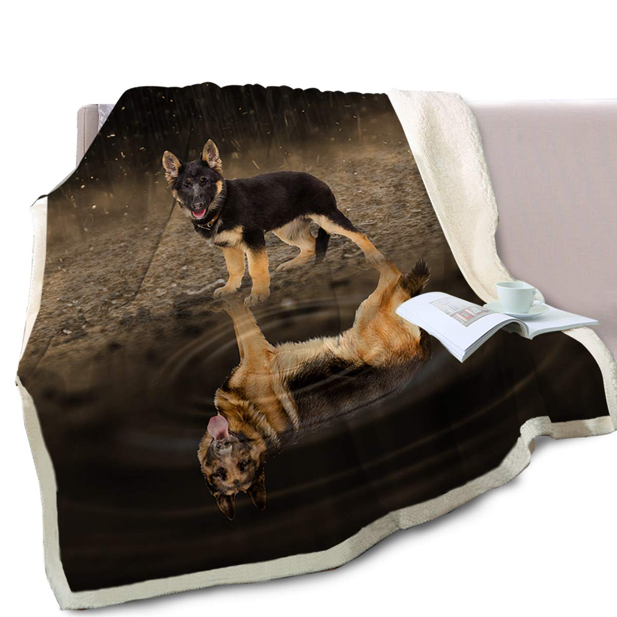 BlessLiving Reversible Fleece & Sherpa Dog Print Blanket - African Wild Dog Design, 60x80 Inches - Cozy Throw for Couch, Bed, Sofa & Car Seat | Perfect for Pet Lovers, Home Decor & Winter Warmth