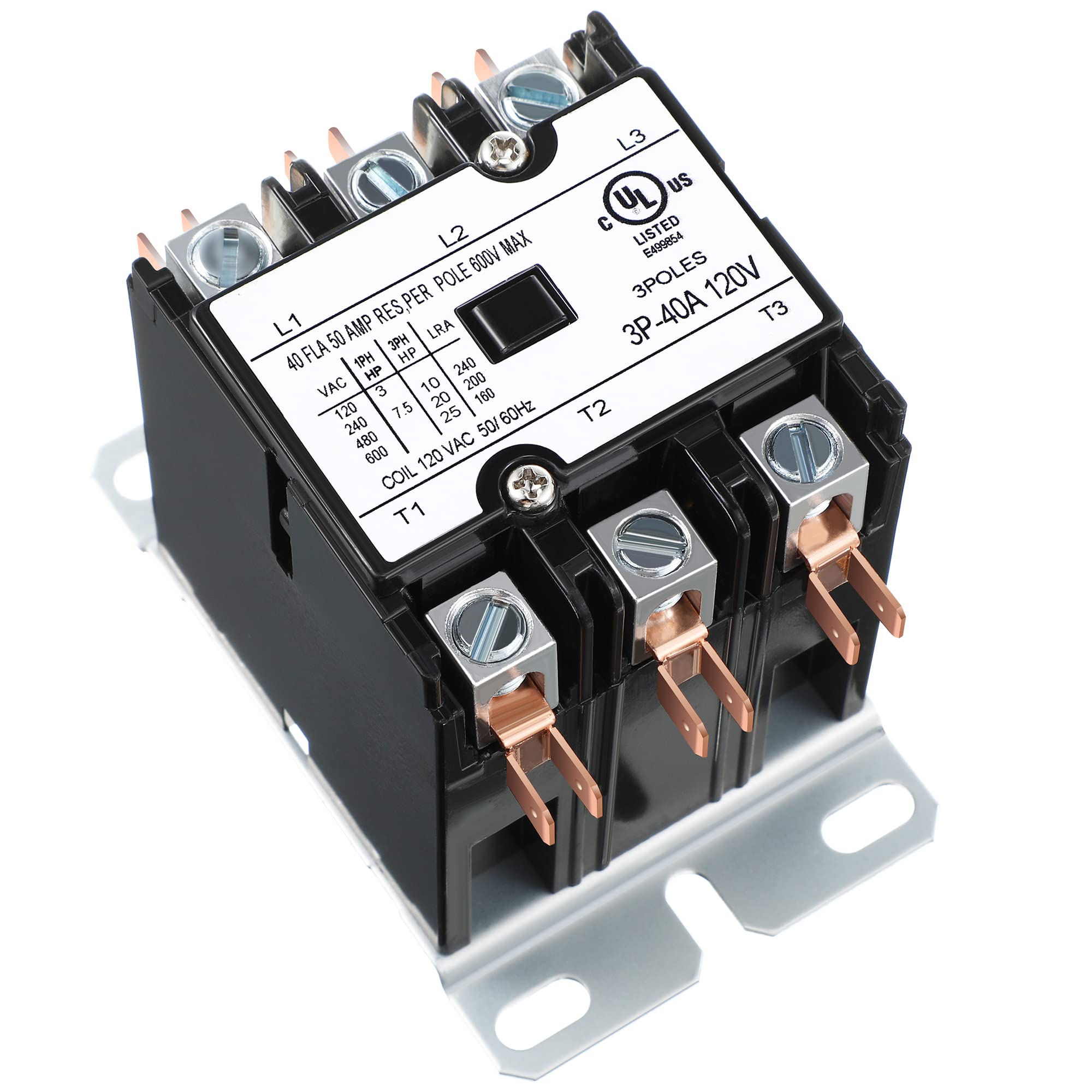 **40 Amp 3 Pole HVAC Motor Contactor - 120V Coil AC Definite Purpose Contactor Replacement for Air Conditioner & Condenser Compressor (2 Pack) - Ideal for Home, Office & Commercial HVAC Systems**