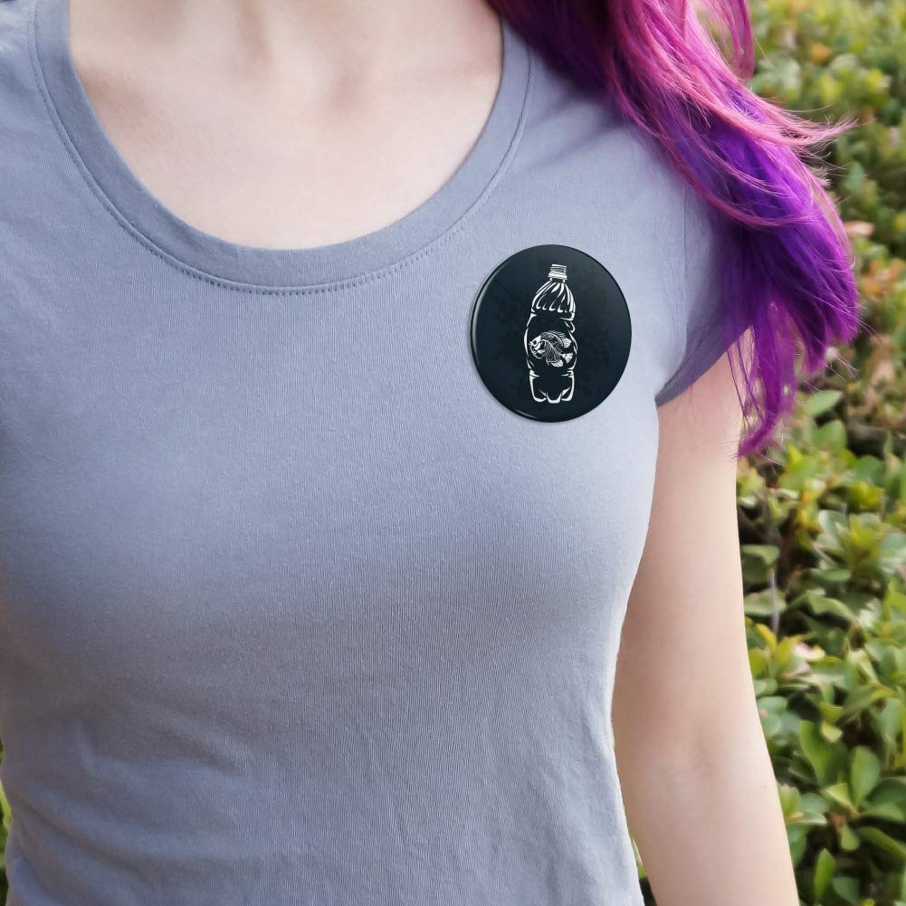 Dead Fish Bones in Plastic Bottle Pinback Button Badge - Unique Gothic Punk Accessory for Jackets, Bags & DIY Crafts