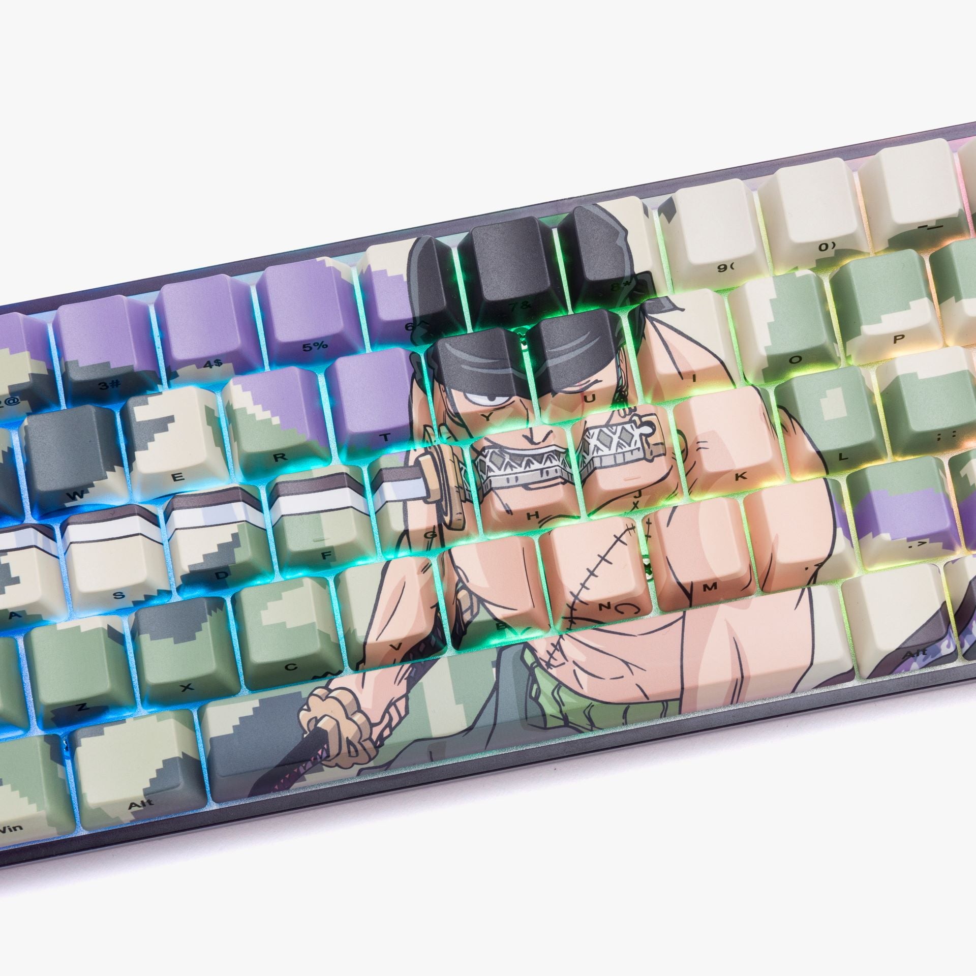 One Piece x HG 68 Keycaps Set - Zoro Anime Themed Mechanical Keyboard Keycaps for Gaming & Typing - Perfect for Anime Fans & PC Enthusiasts