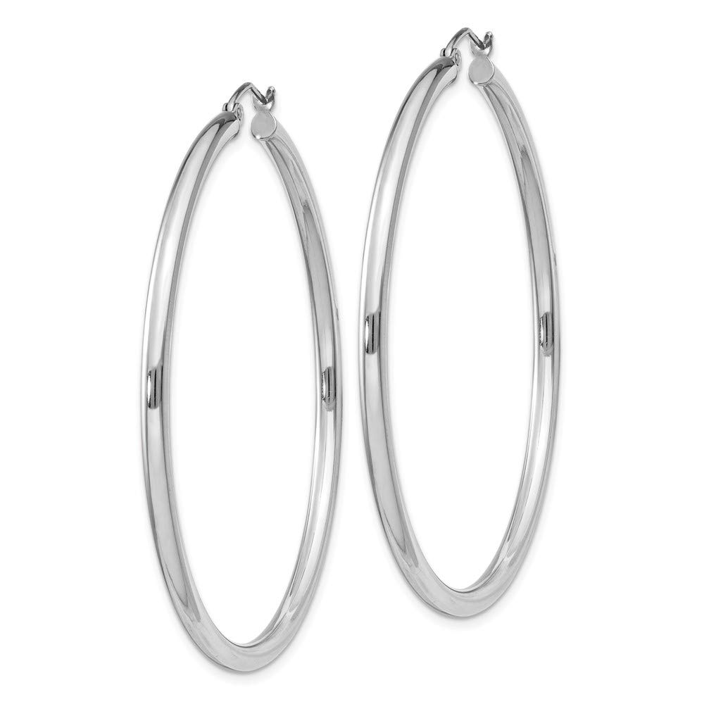 925 Sterling Silver 2.5mm Round Hoop Earrings - 52mm x 50mm | Hypoallergenic Dainty Everyday Jewelry for Women | Perfect for Work, Date Night & Gifts