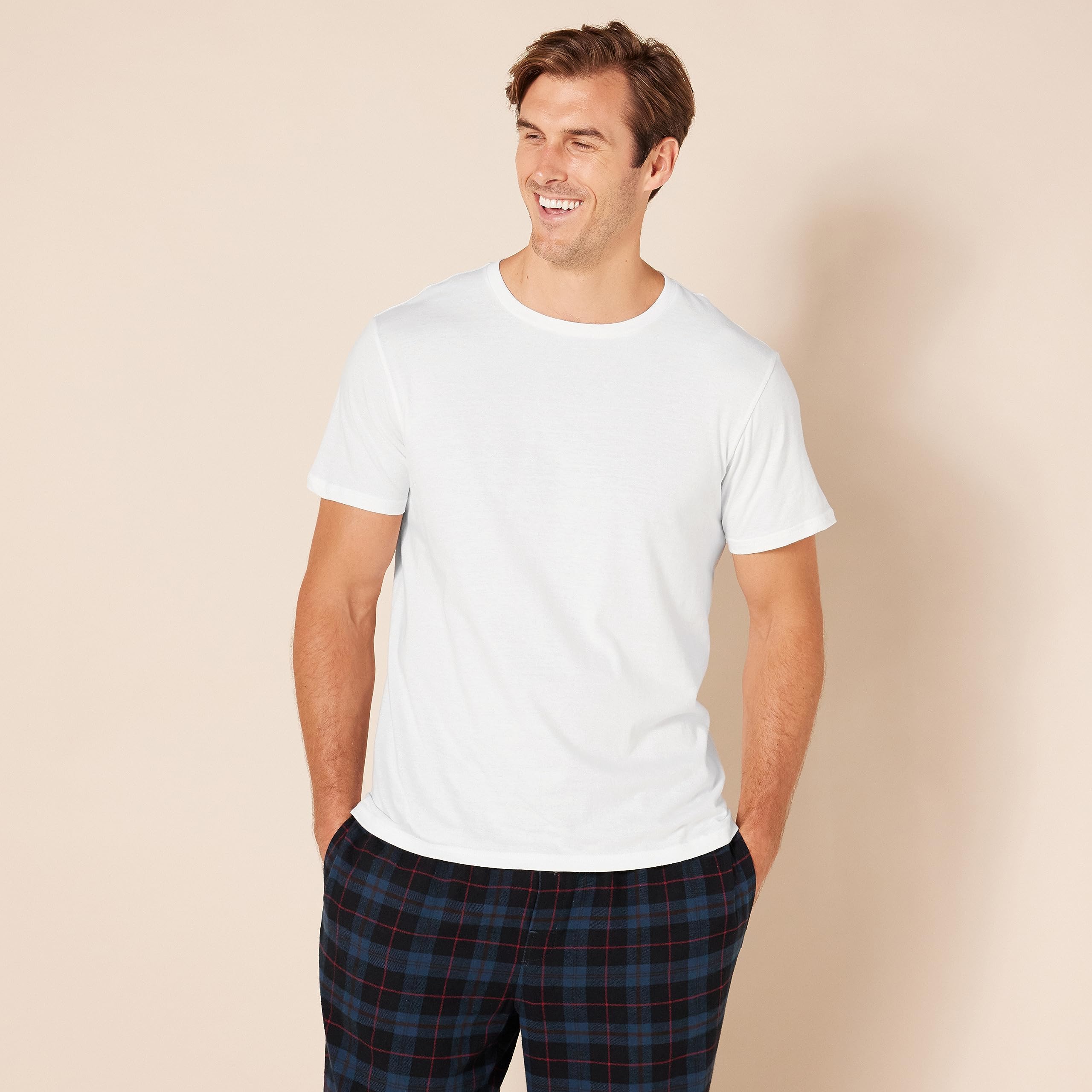 Amazon Essentials Men's Crew Neck T-Shirts 6-Pack - Soft Cotton Basic Tees for Casual Wear, Layering & Everyday Outfits - Black, White, Gray & More Colors