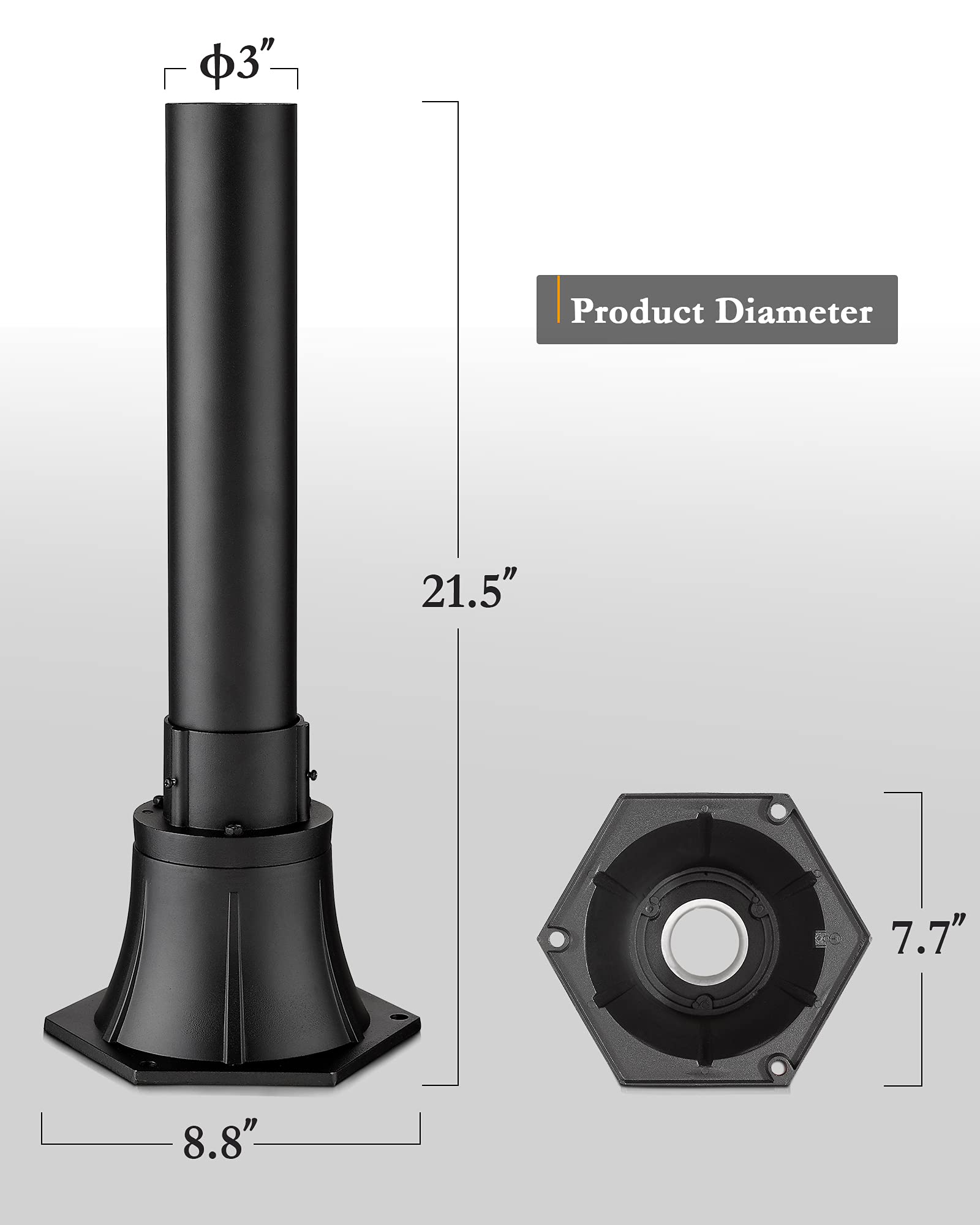 HWH INVESTMENT Outdoor Post Light Fixture Bundle with Pole - Weatherproof LED Landscape Lighting for Garden, Patio, Walkway & Driveway Illumination