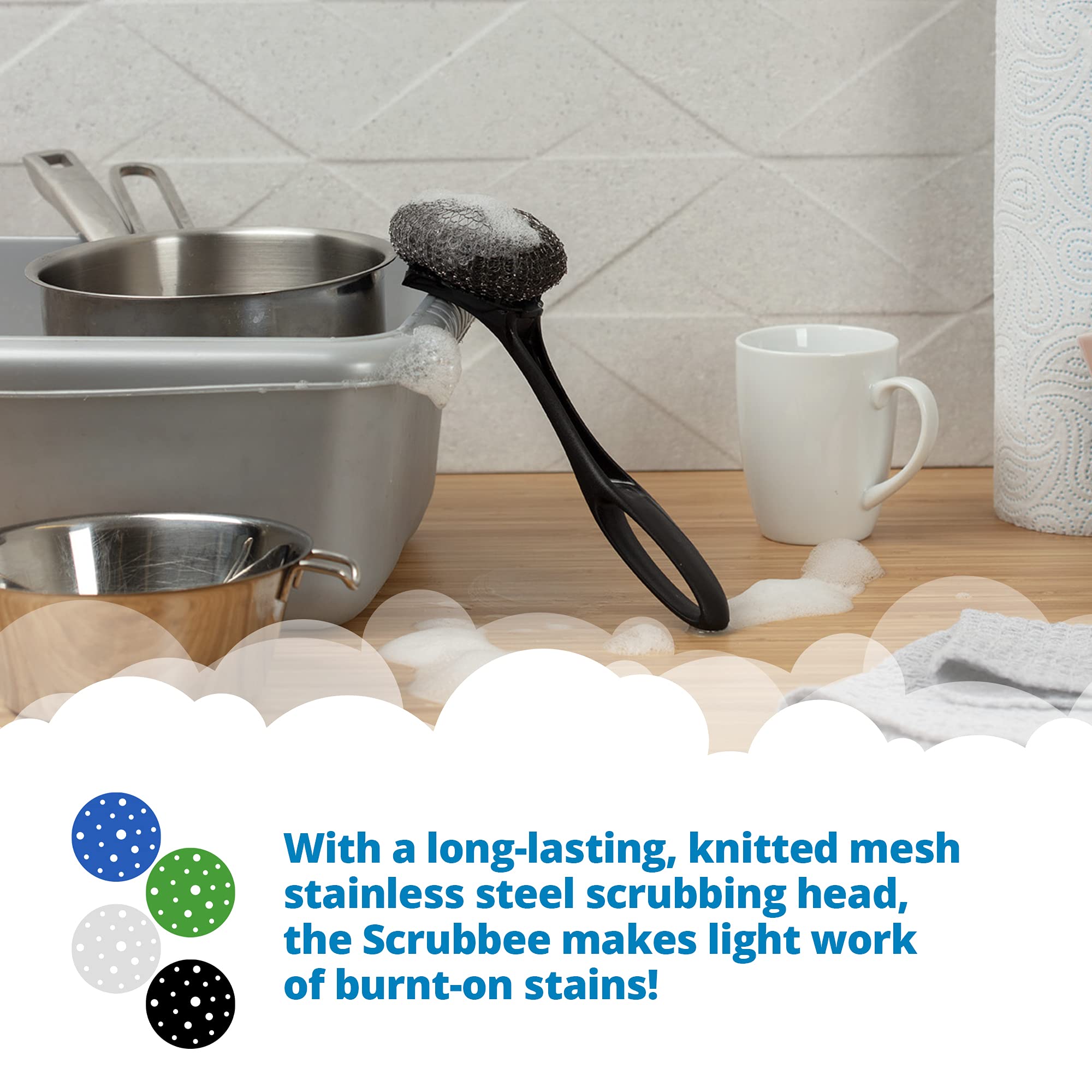 Stainless Steel Scrubber for BBQ Grill & Oven Cleaning - Heavy Duty Kitchen Scourer with Ergonomic Handle for Pots, Pans & Baking Trays - Perfect for Outdoor Cooking, Camping & Home Kitchen Use