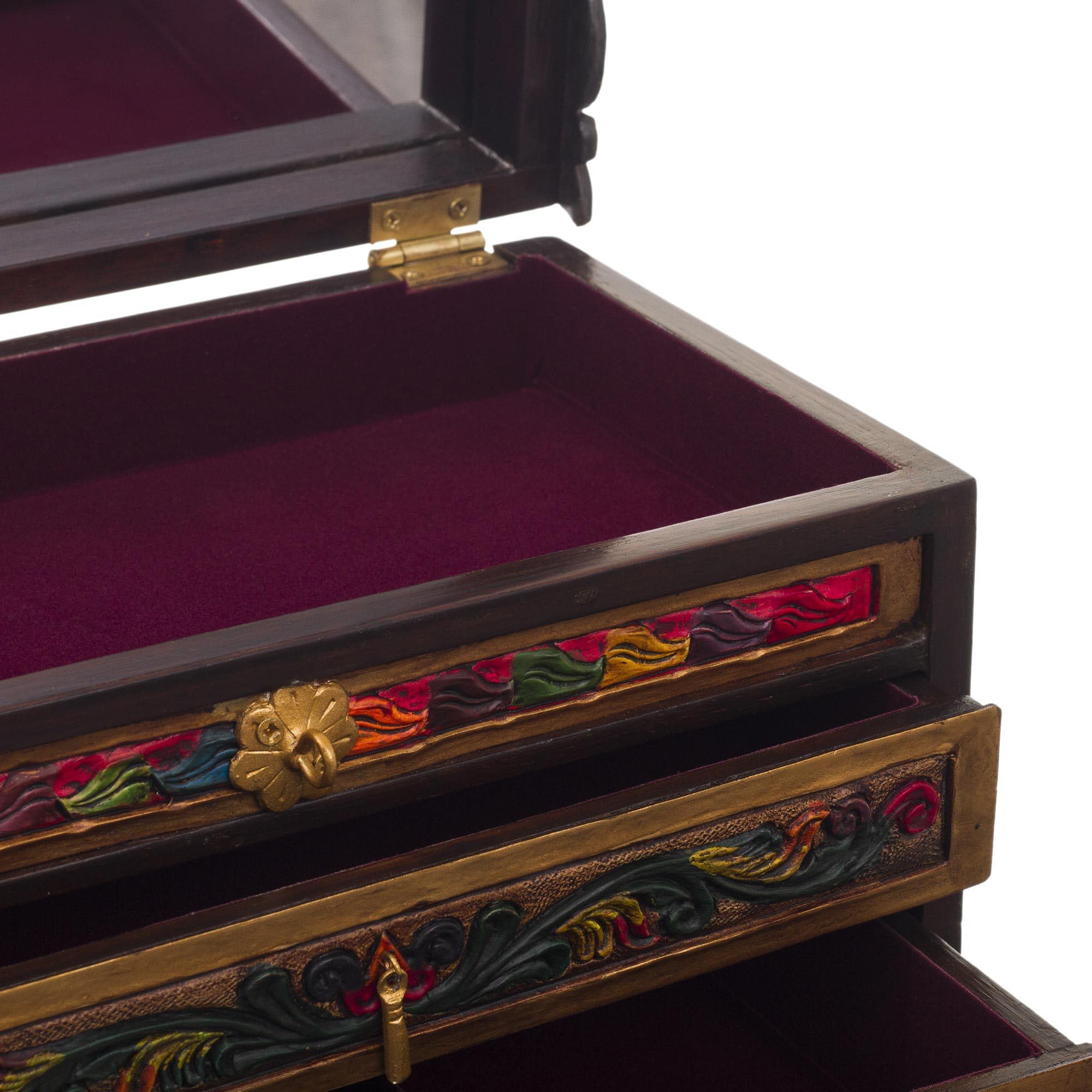 Novica Handmade Amber Leather & Wood Jewelry Box - Handcrafted Treasure Chest for Necklaces, Rings & Keepsakes - Perfect Gift for Women, Brides & Jewelry Organizers (Home Decor, Dresser Display, Travel Storage)