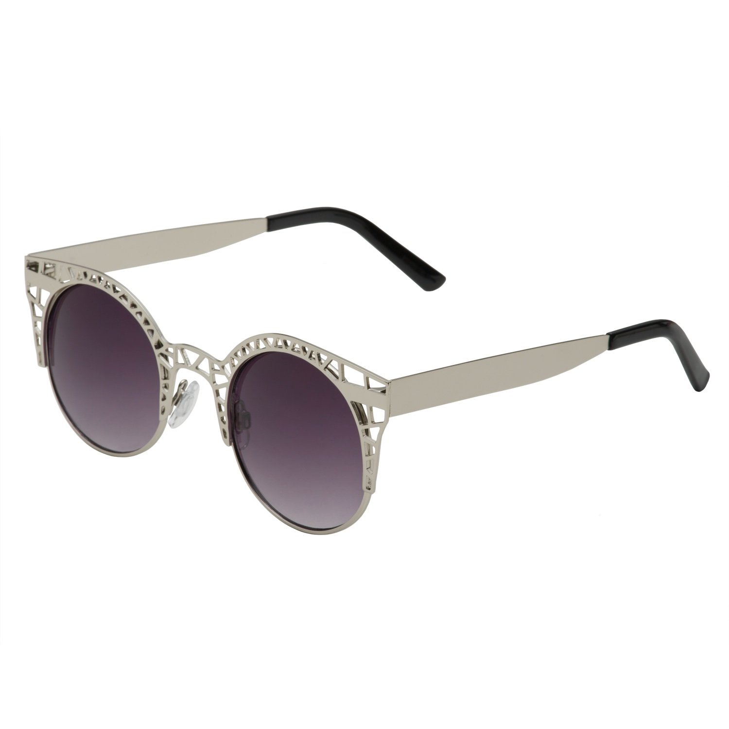 Stylish Women's Hollow-Out Metal Frame Cat Eye Sunglasses - UV Protection Fashion Shades for Beach, Driving & Outdoor Activities