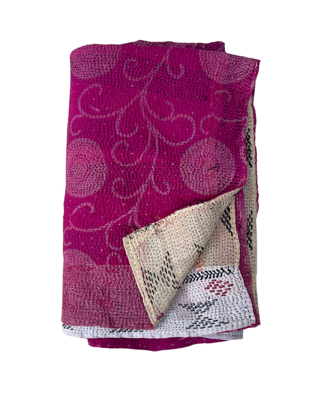 Premium Heavyweight Kantha Quilt No. 763 - Handmade Cotton Patchwork Bedspread for Cozy Home Decor, Winter Warmth & Bohemian Style Bedroom