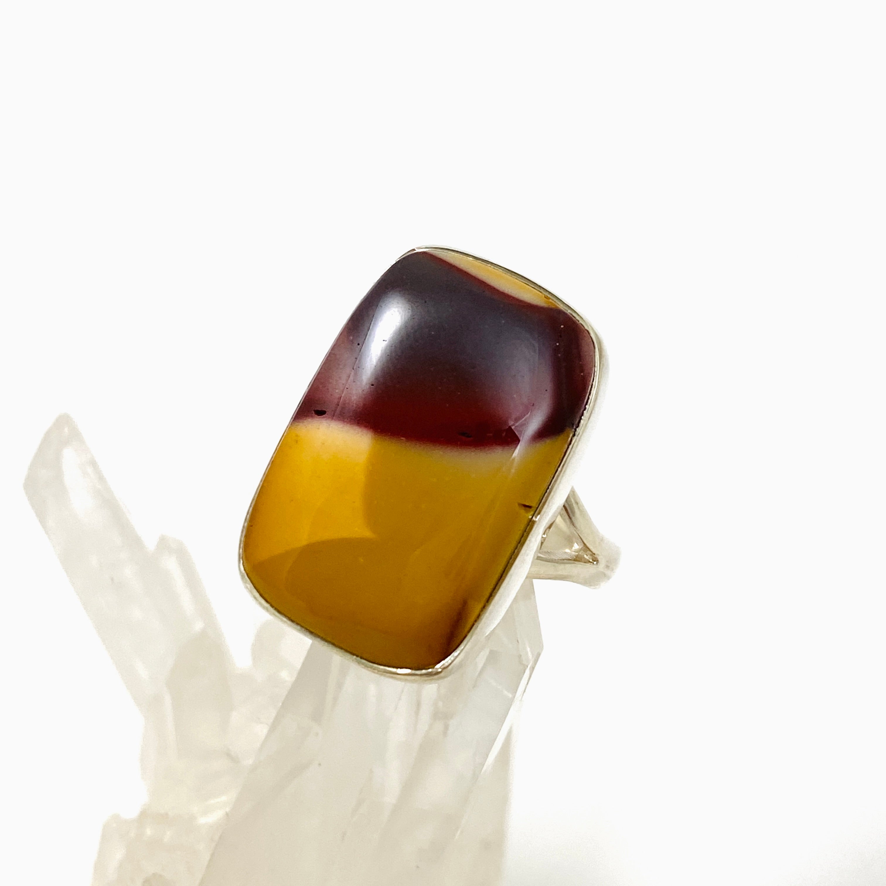 Natural Mookaite Rectangular Cabochon Ring - Size 9 - KRGJ3385 - Perfect for Boho Jewelry & Crystal Healing Collections