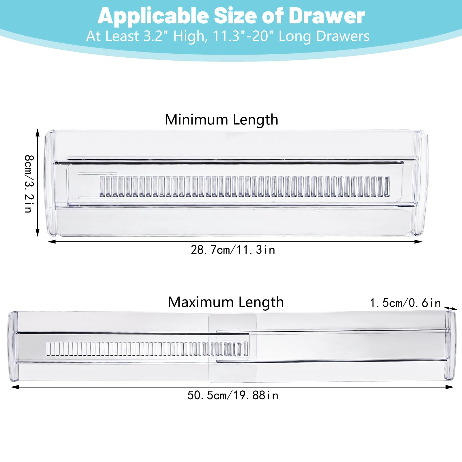 8 Pack Adjustable Drawer Organizers - Expandable from 11.3
