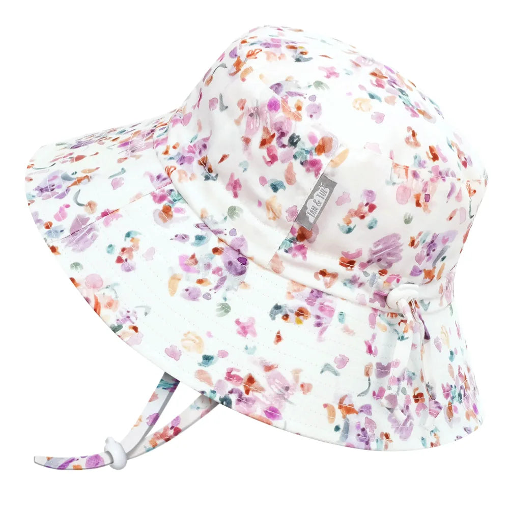 Jan + Jul Cotton Bucket Sun Hat for Women - Pretty Petals Floral Design, UPF 50+ UV Protection, Wide Brim Beach Hat for Summer Outdoor Activities, Gardening, Travel and Vacations