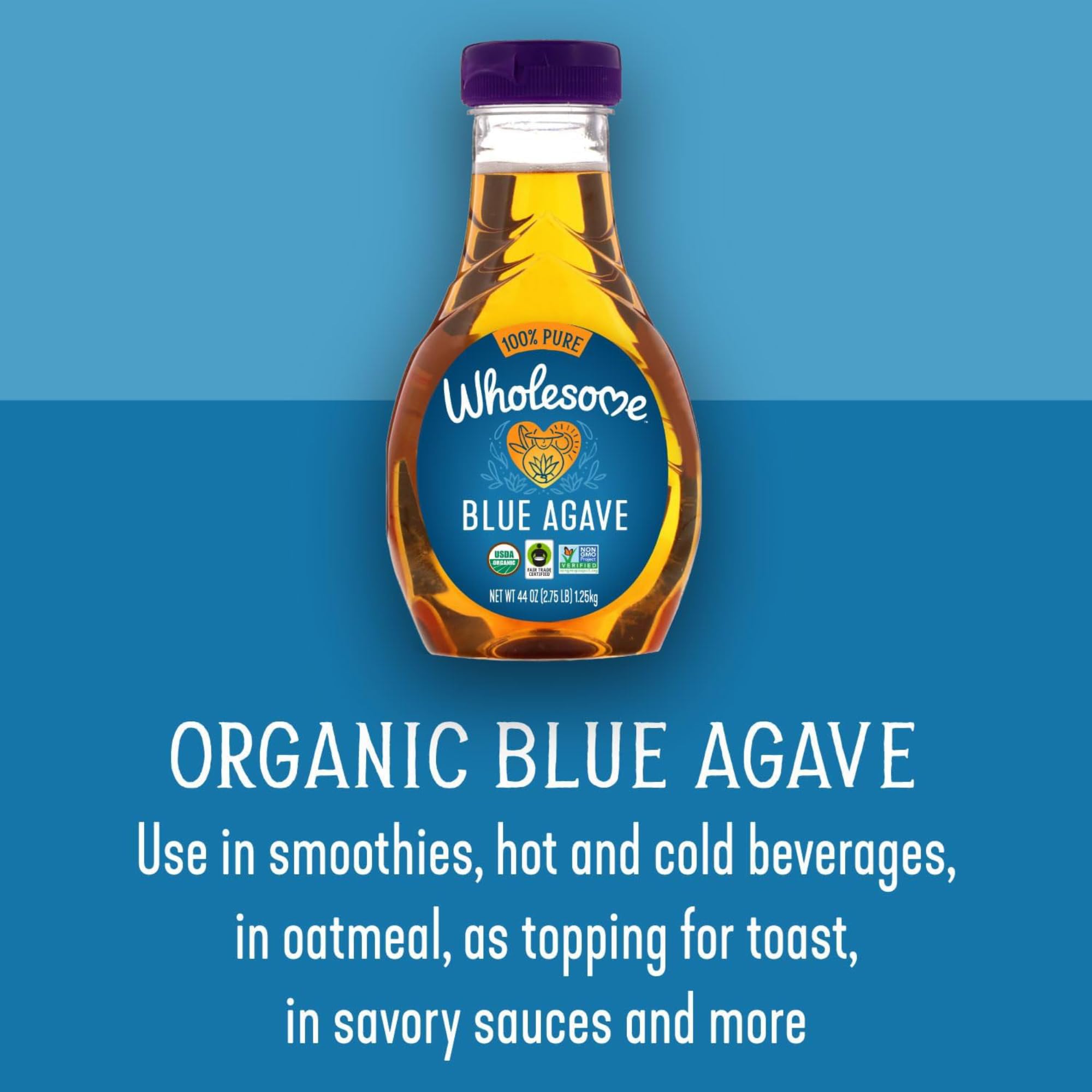 Organic Blue Agave Nectar Syrup - Low Glycemic Natural Sweetener, Gluten Free, Non-GMO, 23.5 fl oz (Pack of 3) with Measuring Spoons - Perfect for Coffee, Tea, Baking & Healthy Recipes