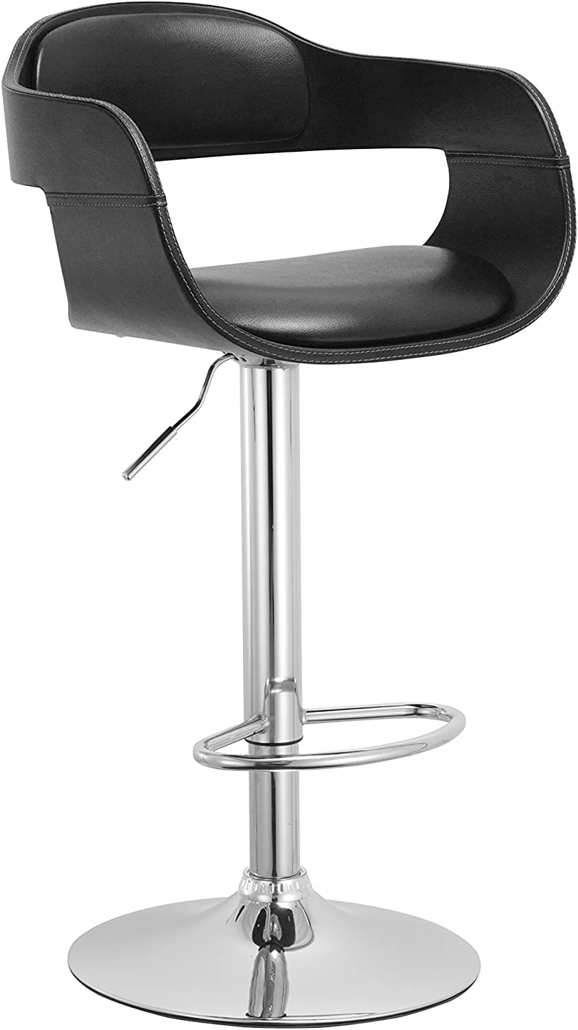 AC Pacific Contemporary Swivel Adjustable Bar Stool with Padded Seat & Back - Black (ACBS07-BLACK-N) - Perfect for Kitchen Islands, Home Bars & Modern Dining Areas
