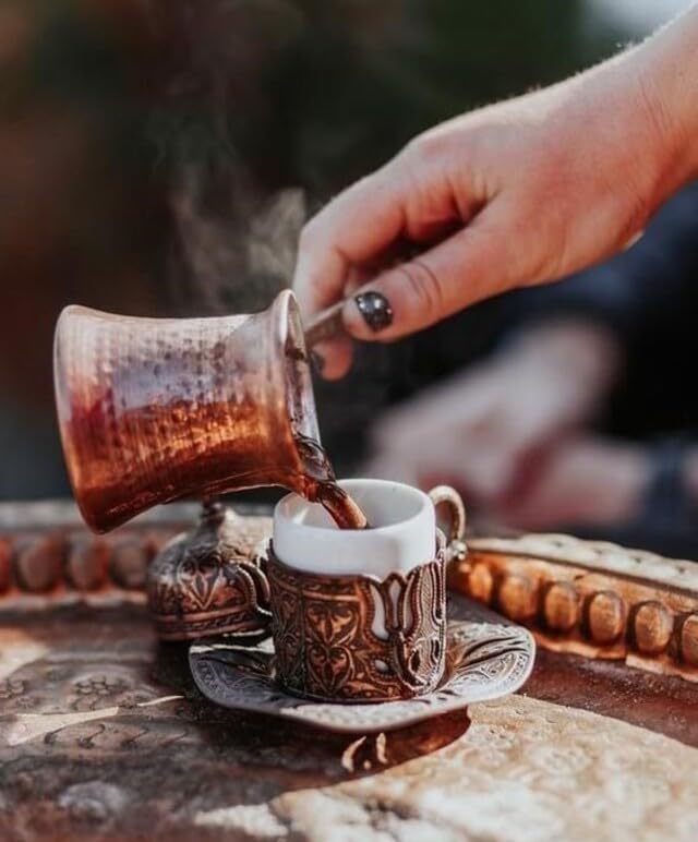 12oz Turkish Coffee Pot - Copper Cezve Ibrik with Mango Wood Handle, Authentic Greek & Arabic Coffee Maker for Stovetop Brewing | Perfect for Home, Cafe & Gift Giving