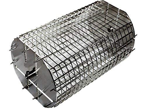 OneGrill Performer Series Kamado Grill Rotisserie Spit Rod Basket - Stainless Steel Dual Tumble & Flat Basket for 5/16