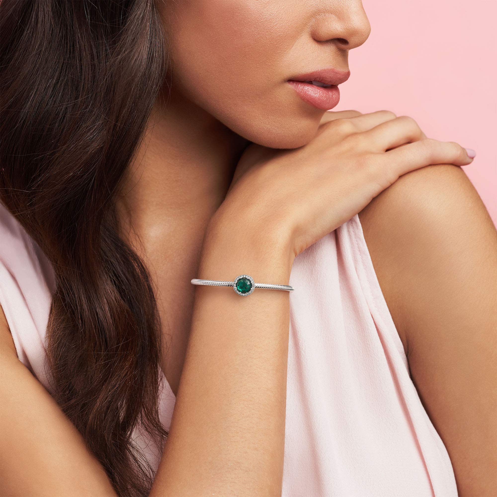 PANDORA Sparkling Sea Green Crystal Sterling Silver Charm with Cubic Zirconia - Elegant Jewelry Gift for Women - Perfect for Birthdays, Anniversaries & Special Occasions