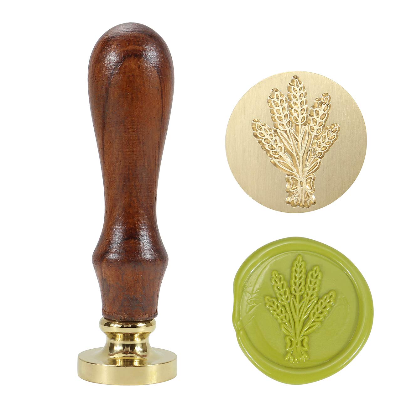 Vintage Lavender Wax Seal Stamp Set - Brass Head with Wooden Handle for Wedding Invitations, Letters & DIY Crafts - Mornajina Removable Sealing Wax Stamp (Lavender)