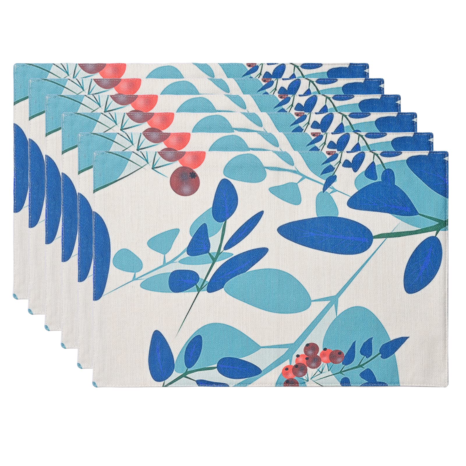 JOOHH 6-Pack Vintage Floral Placemats - Farmhouse Style Burlap Table Mats for Dining, Fall Decor & Dinner Parties - Perfect for Thanksgiving, Christmas & Home Decor
