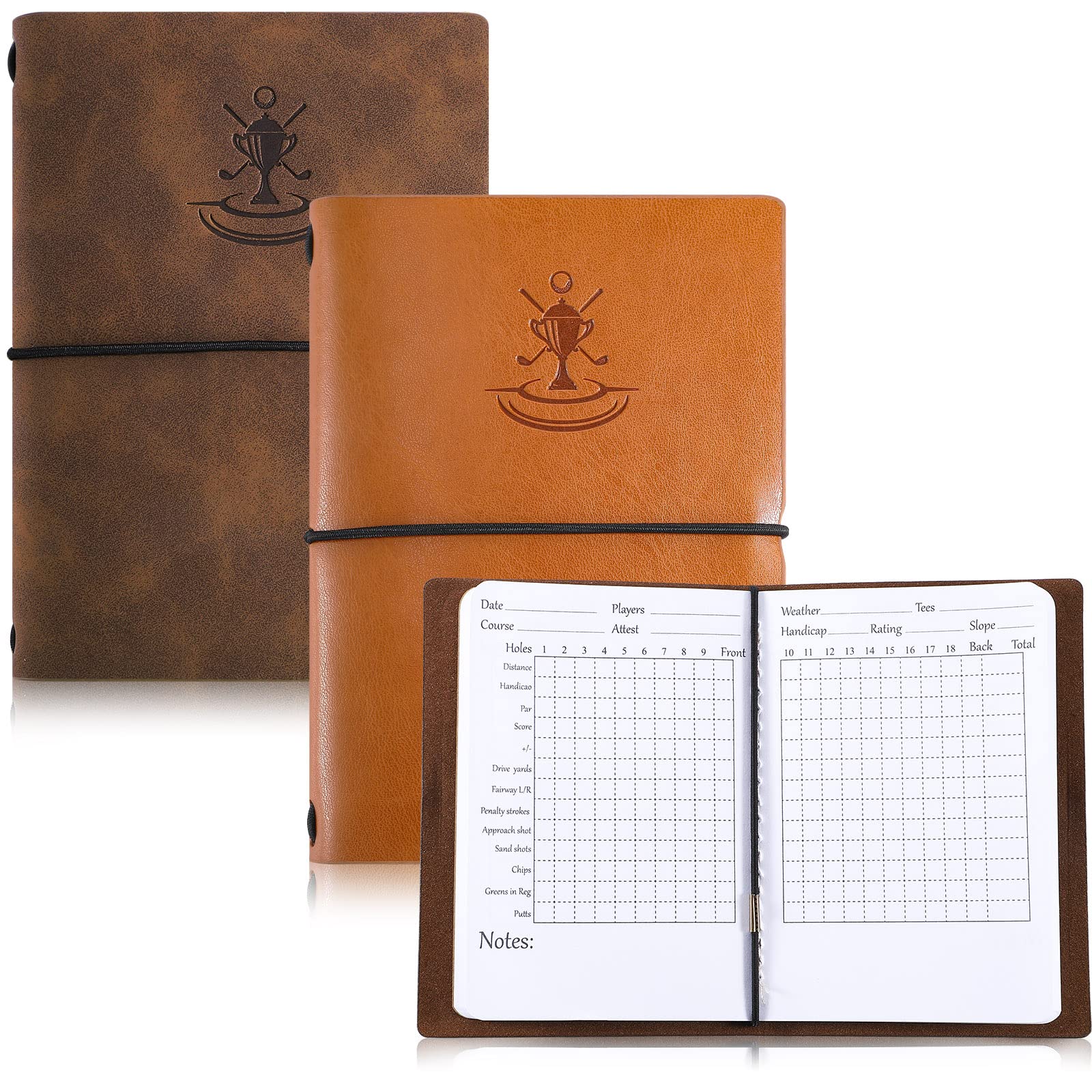 Premium Leather Golf Scorecard Book & Yardage Notebook - Golf Journal Notepad for Men & Women - Perfect Christmas Golf Gifts for Golfers - Ideal for Tracking Scores, Yardages & Golf Course Notes - Great Sports & Outdoor Golf Club Accessories