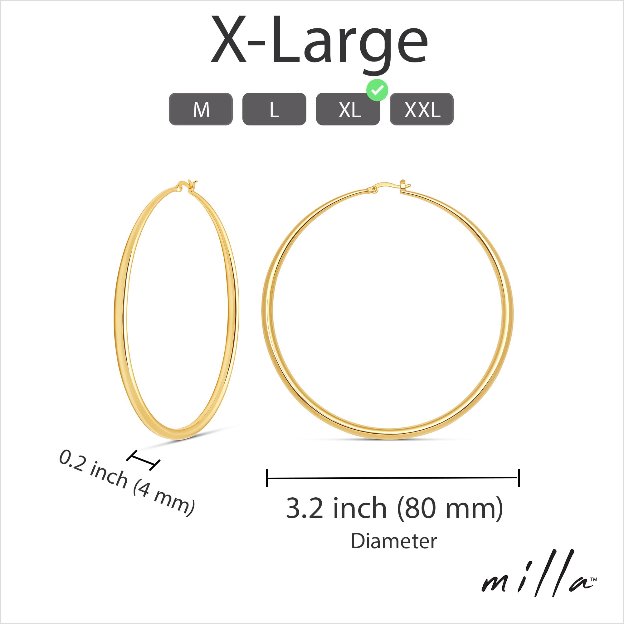 14K Gold Hoop Earrings for Women - Sterling Silver & Rose Gold Graduated Curved Hoops | Elegant Everyday Jewelry, Perfect for Work, Date Night & Special Occasions