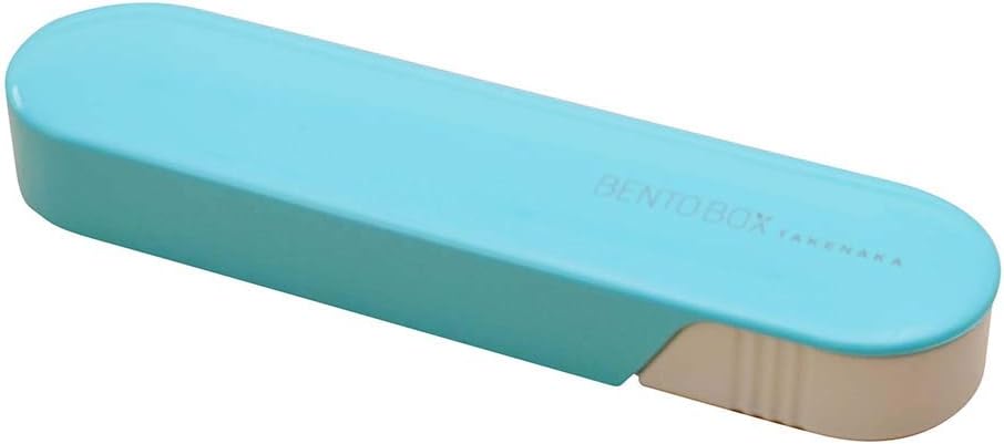 Eco-Friendly Japanese Bento Box with Fork & Case - Takenaka Blue Ice Lunch Container for Office, School & Picnic - Made in Japan