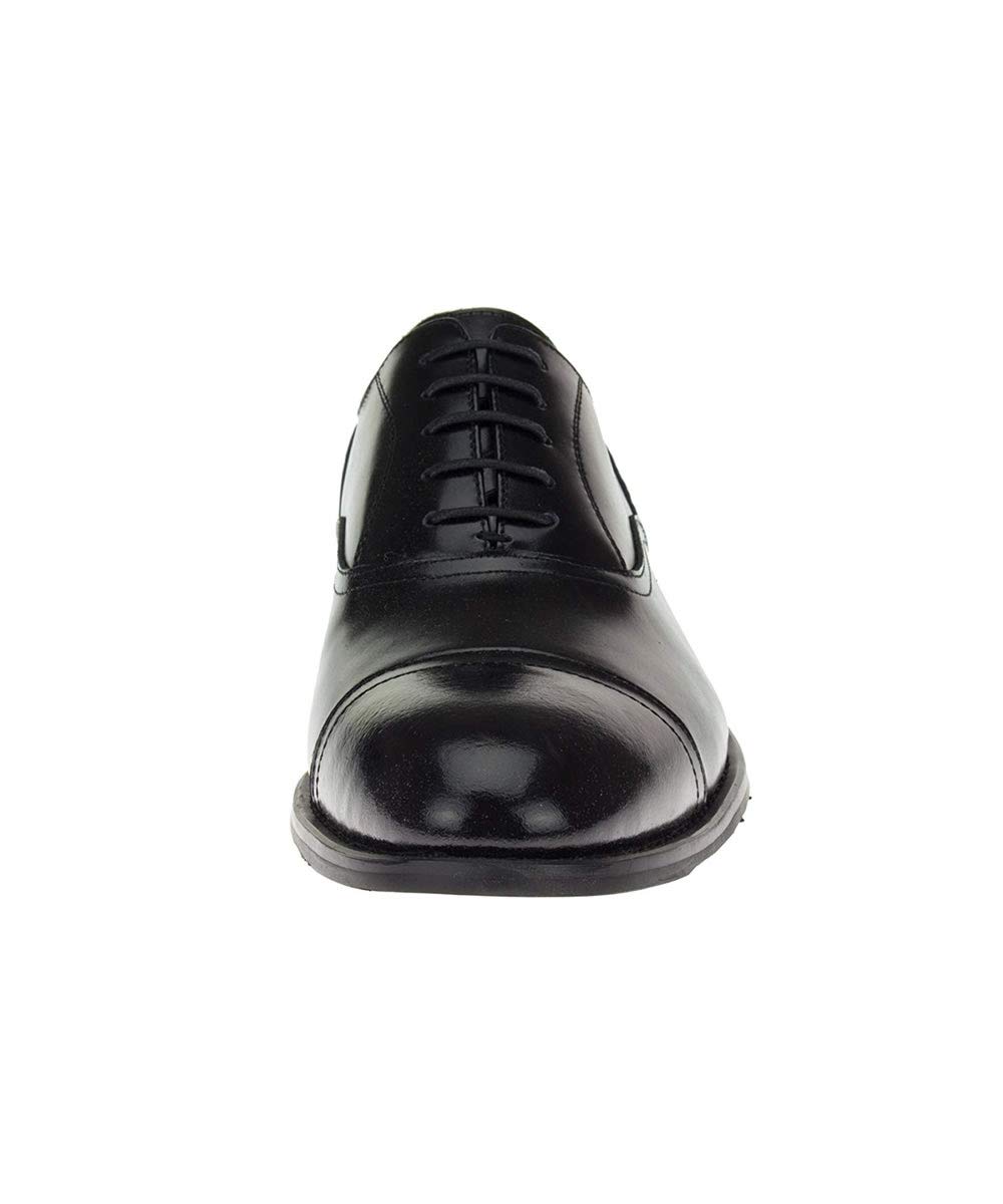 DTI Men's Genuine Leather Oxford Dress Shoes - Classic Cap-Toe Lace-Up Formal Shoes for Business & Wedding (Style Z2088, Black) | Perfect for Office, Interviews & Special Occasions