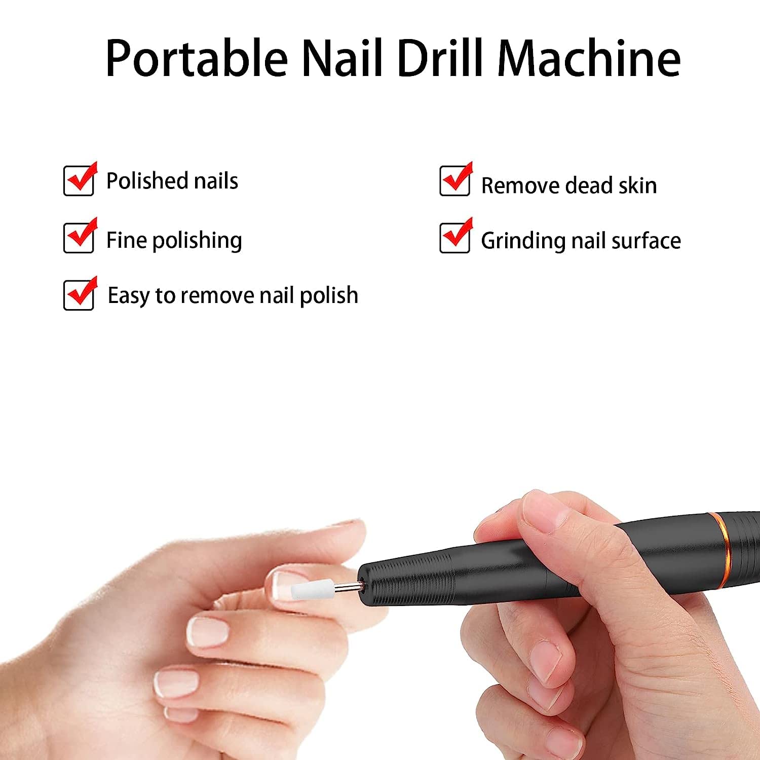 Portable Nail Drill Machine 18000 RPM for Home & Salon Use - Black