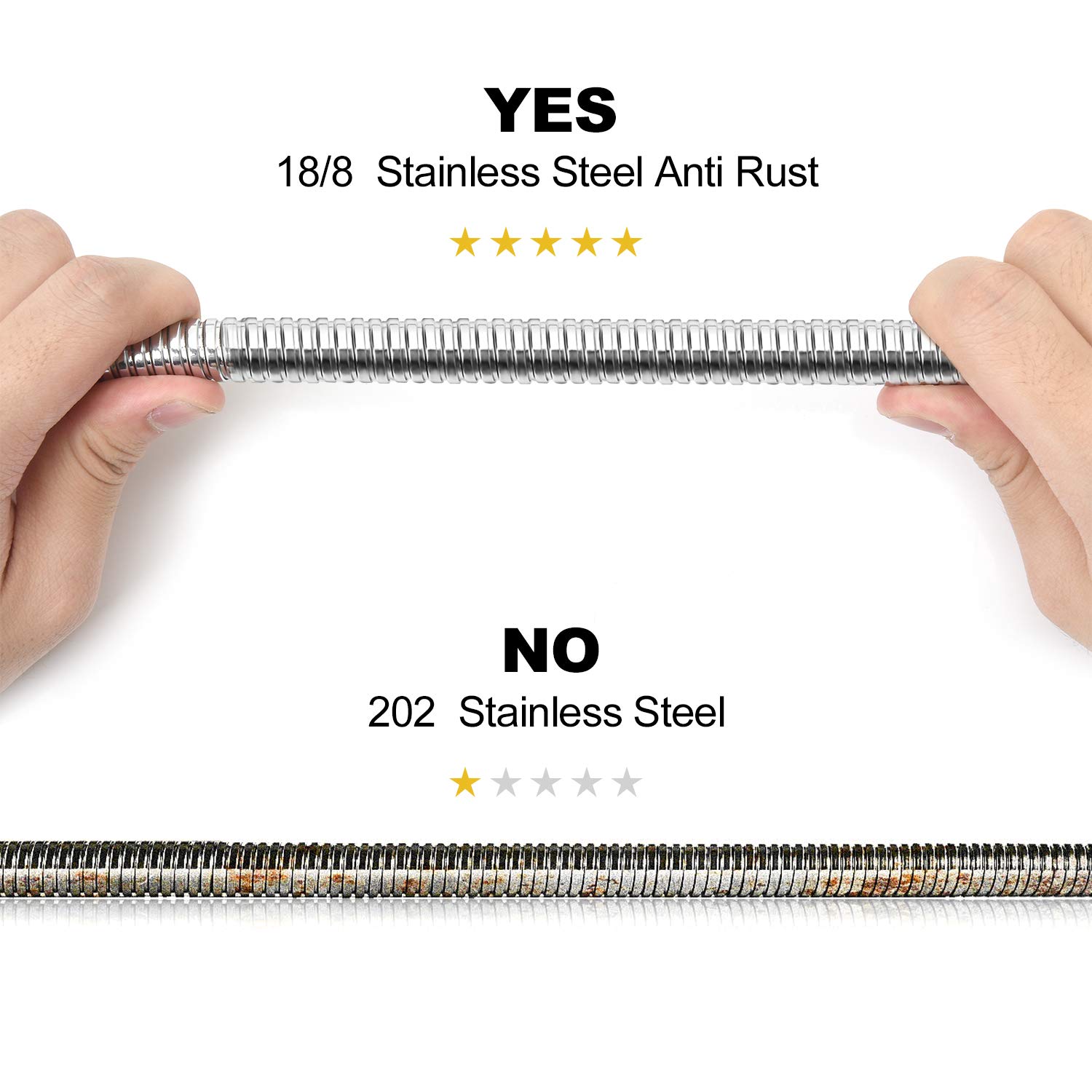 Extra Long 118 Inch Shower Hose - Brushed Chrome Handheld Shower Head Hose with Brass Insert & Nut - Lightweight & Flexible for Bathroom, RV, and Mobile Home Use
