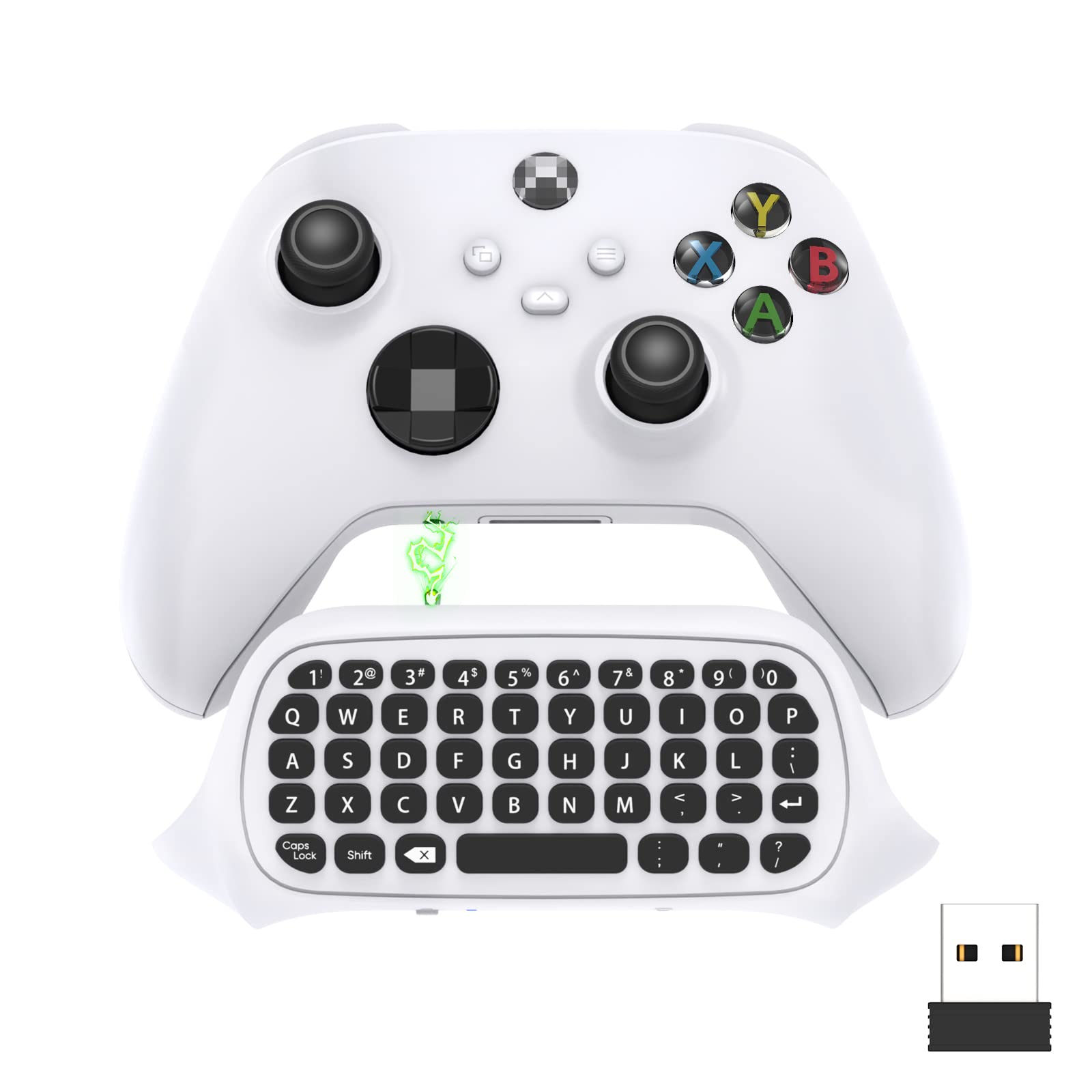 Wireless 2.4G Ergonomic Controller Keyboard for Xbox Series X/S - QWERTY Gamepad Keypad with Audio & Headset Jack - Compatible with Xbox Series X/S, One, One S - Perfect for Gaming Live Chat & Streaming