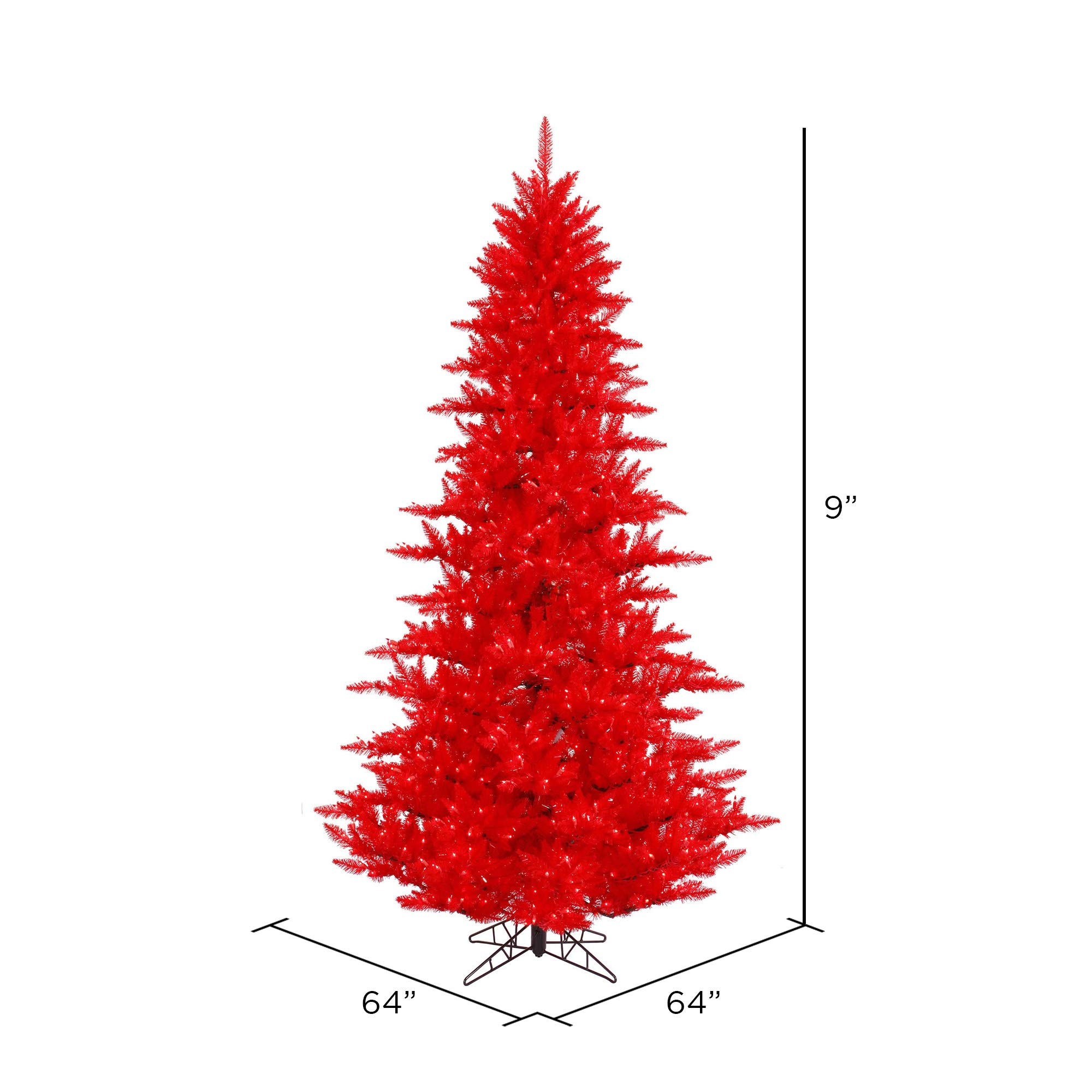 Vickerman 9ft Pre-Lit Artificial Christmas Tree with Red Dura-Lit LED Lights - Premium Indoor Holiday Decor for Living Room, Office & Festive Home Decoration