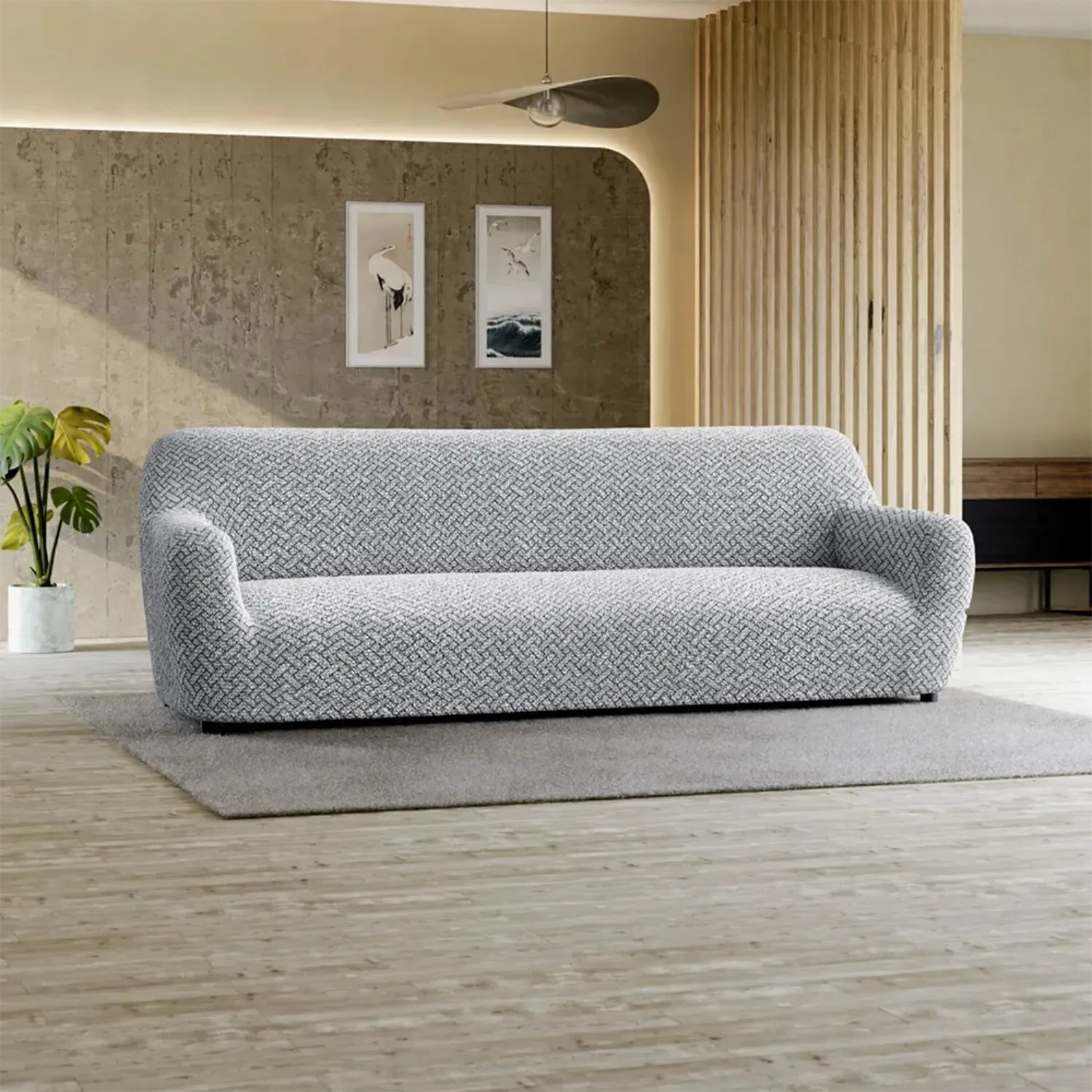 4 Seater Sofa Slipcover - Soft Microfiber Fabric with Stylish Prints - Perfect for Living Room, Family Room & Home Decor