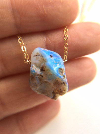 Natural Australian Opal Pendant Necklace - 14K Gold Filled Jewelry for Women - Elegant Gift for Birthday, Anniversary & Special Occasions