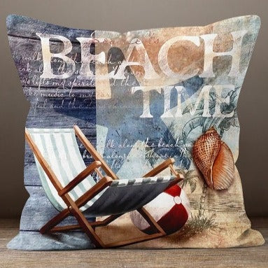 Coastal Quotes Set of 4 Decorative Throw Pillow Covers - Beach House Decor, Boho Living Room Accents, Farmhouse Style Home Accessories