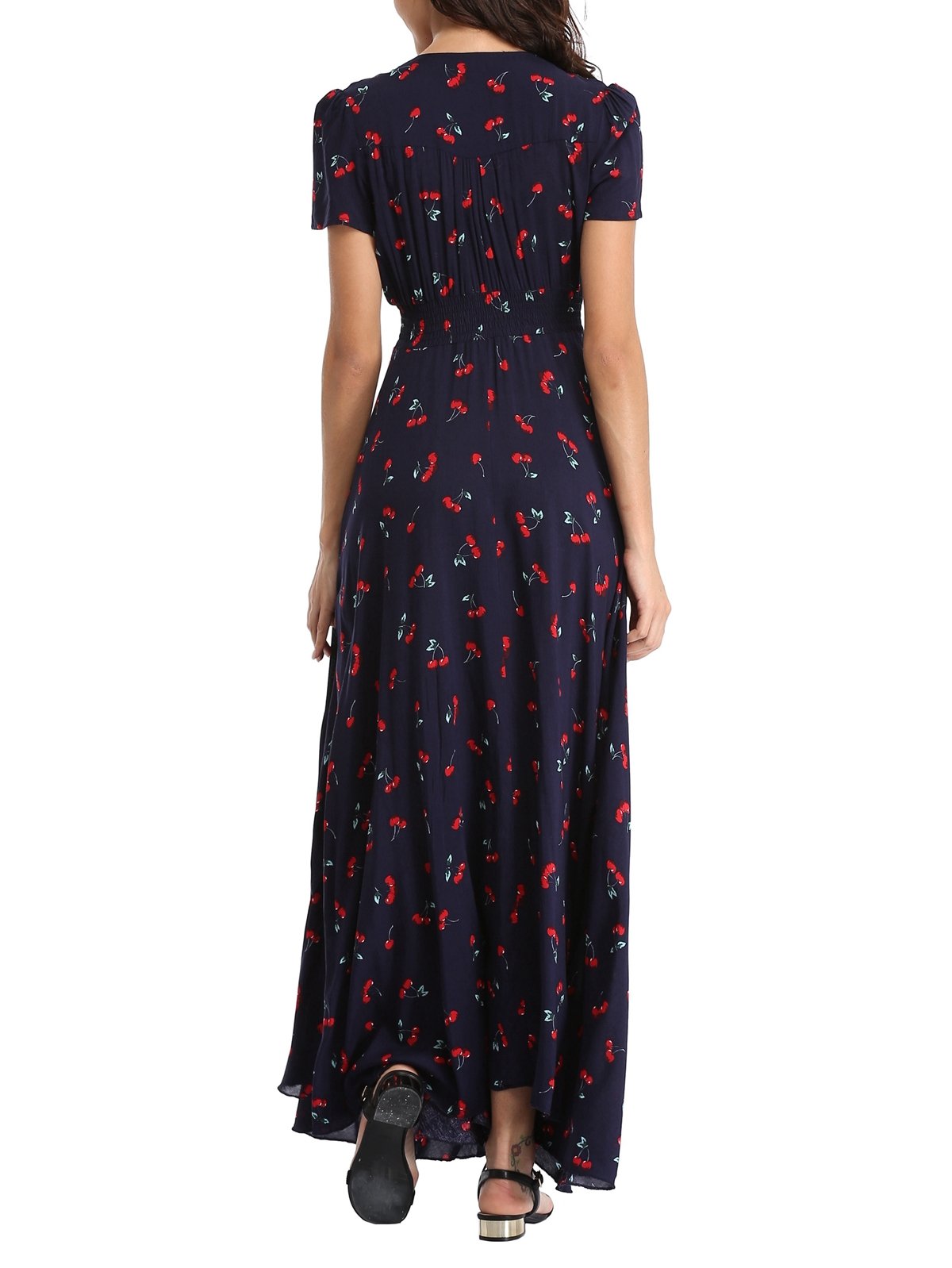 Women's Floral Maxi Dress - Casual Long Summer Boho Beach Dress with Short Sleeves & Button Up Front | Perfect for Beach Vacations, Music Festivals & Summer Parties