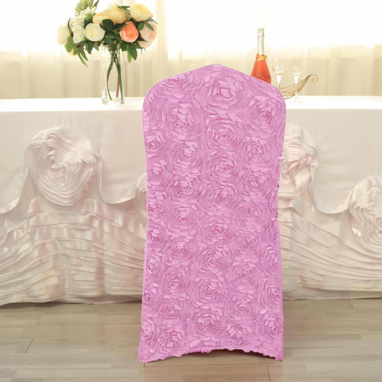 Elegant Satin Rosette Spandex Stretchable Banquet Chair Covers - Perfect for Weddings, Parties & Formal Events