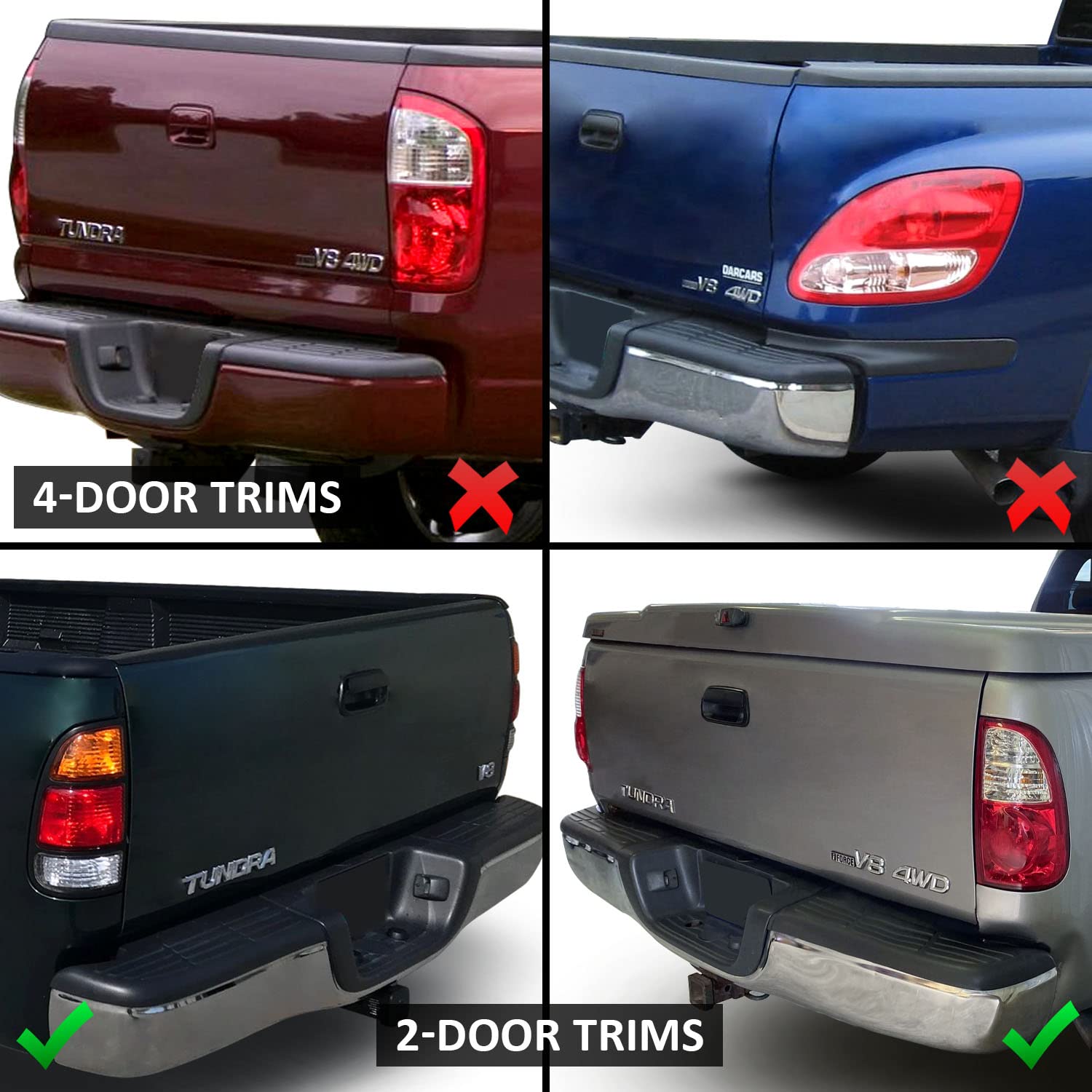 AmeriLite LED Brake Tail Lights for 2000-2006 Toyota Tundra Standard Access Cab - C-Type Black Replacement Light Pair (Driver & Passenger Side) | Durable, Bright & Weatherproof for Night Driving & Enhanced Safety