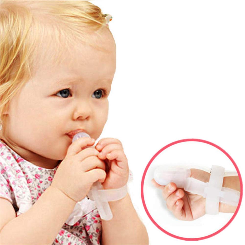 Baby Thumb Sucking Protector - Adjustable Silicone Finger Guard & Teether for Infants (Transparent) - Prevent Thumb Sucking Habit & Soothe Teething Pain - Perfect for Daycare, Travel & Sleep Training