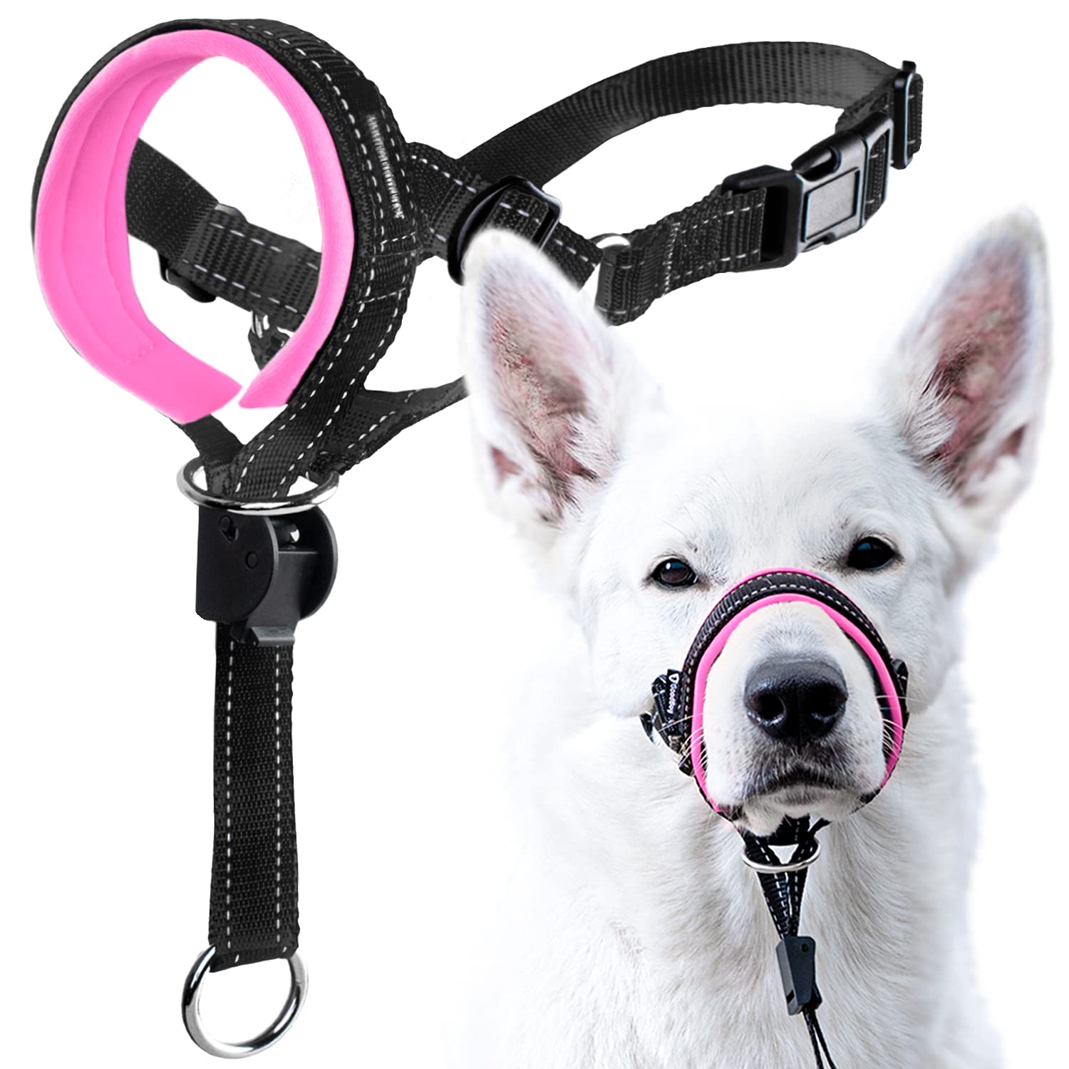 GoodBoy No-Pull Dog Head Halter with Safety Strap - Stop Leash Pulling for Small, Medium & Large Dogs - Padded Comfort Head Collar with Training Guide - Perfect for Walks, Training & Aggressive Pullers (Size 3, Pink)
