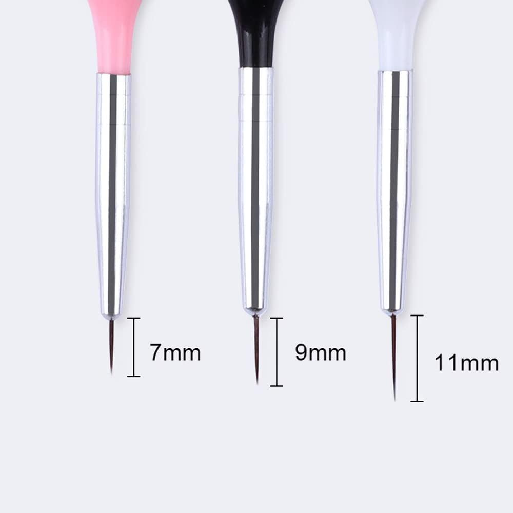3 PCS Nail Art Brushes Set - Professional Nail Painting & Design Tools for Salon, DIY Manicure at Home - Perfect for Gel, Acrylic & French Tips