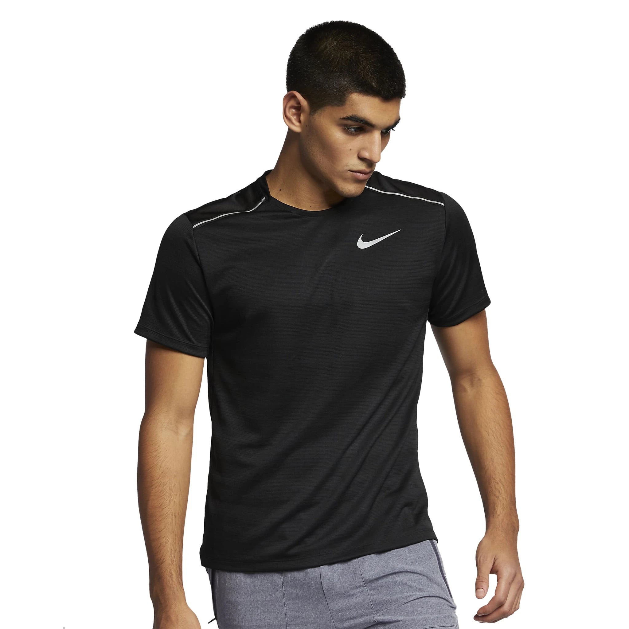 Nike Dri-FIT 1.0 Black Running Shirt for Men - Moisture-Wicking Performance Tee for Marathon Training & Gym Workouts