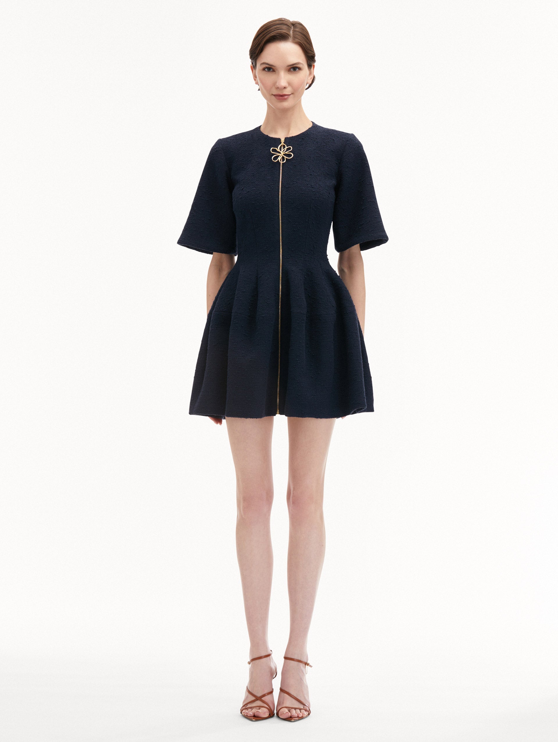 Stylish Zip Front Tweed Dress for Women - Elegant Office Wear & Party Outfit | Perfect for Work, Cocktail Events & Date Nights