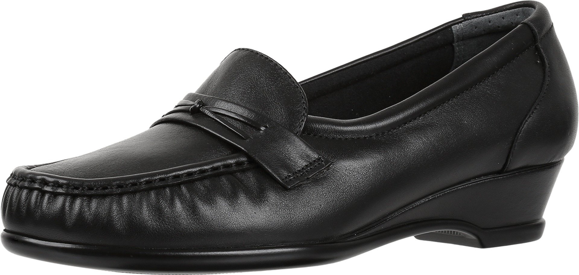 SAS Women's Comfort Loafers - Black Leather Slip-On Shoes Size 7.5 | Arch Support & Cushioned Insoles for All-Day Wear | Perfect for Office, Travel & Casual Outfits