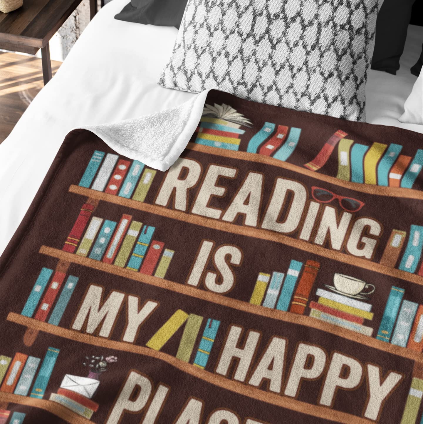 Cozy Book Lovers Gift Blanket 80x60 Inch - Perfect Librarian & Book Club Throw Blanket for Reading Enthusiasts - Best Bookworm Gifts for Birthday, Christmas, Graduation - Ideal for Reading Nooks, Library Lounging & Cozy Winter Nights